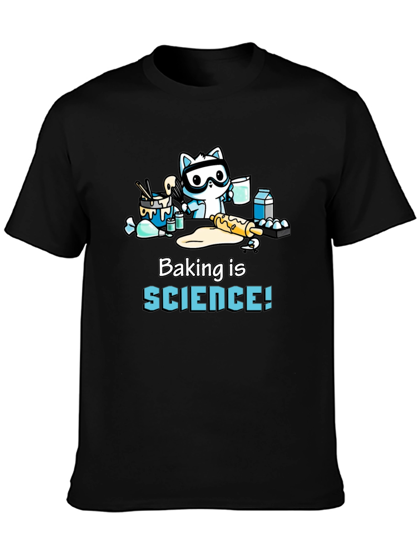 Black Baking is Science! T-Shirt with Cute Cat Baker view 3