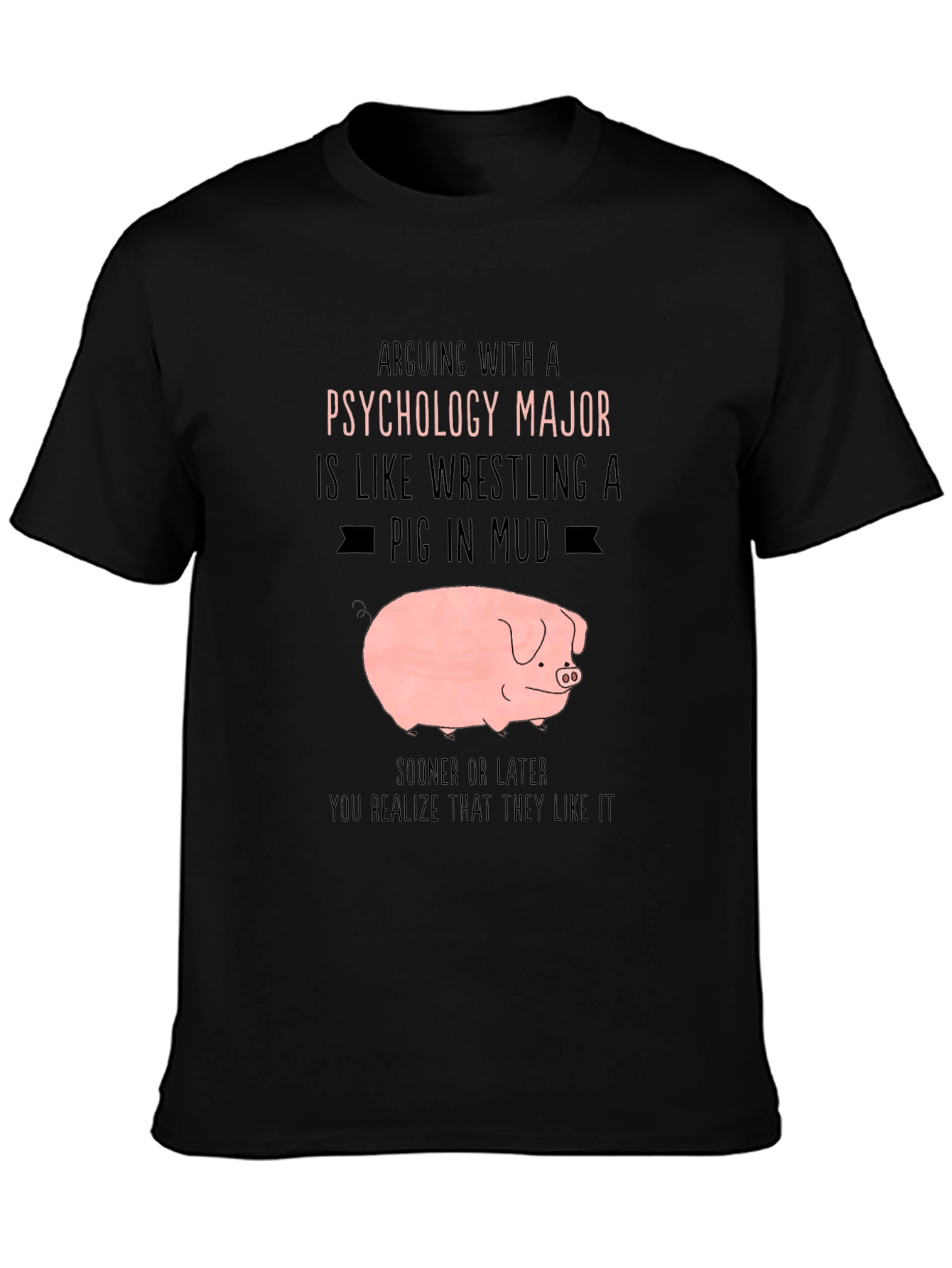 Black Psychology Major Pig T-Shirt view 3