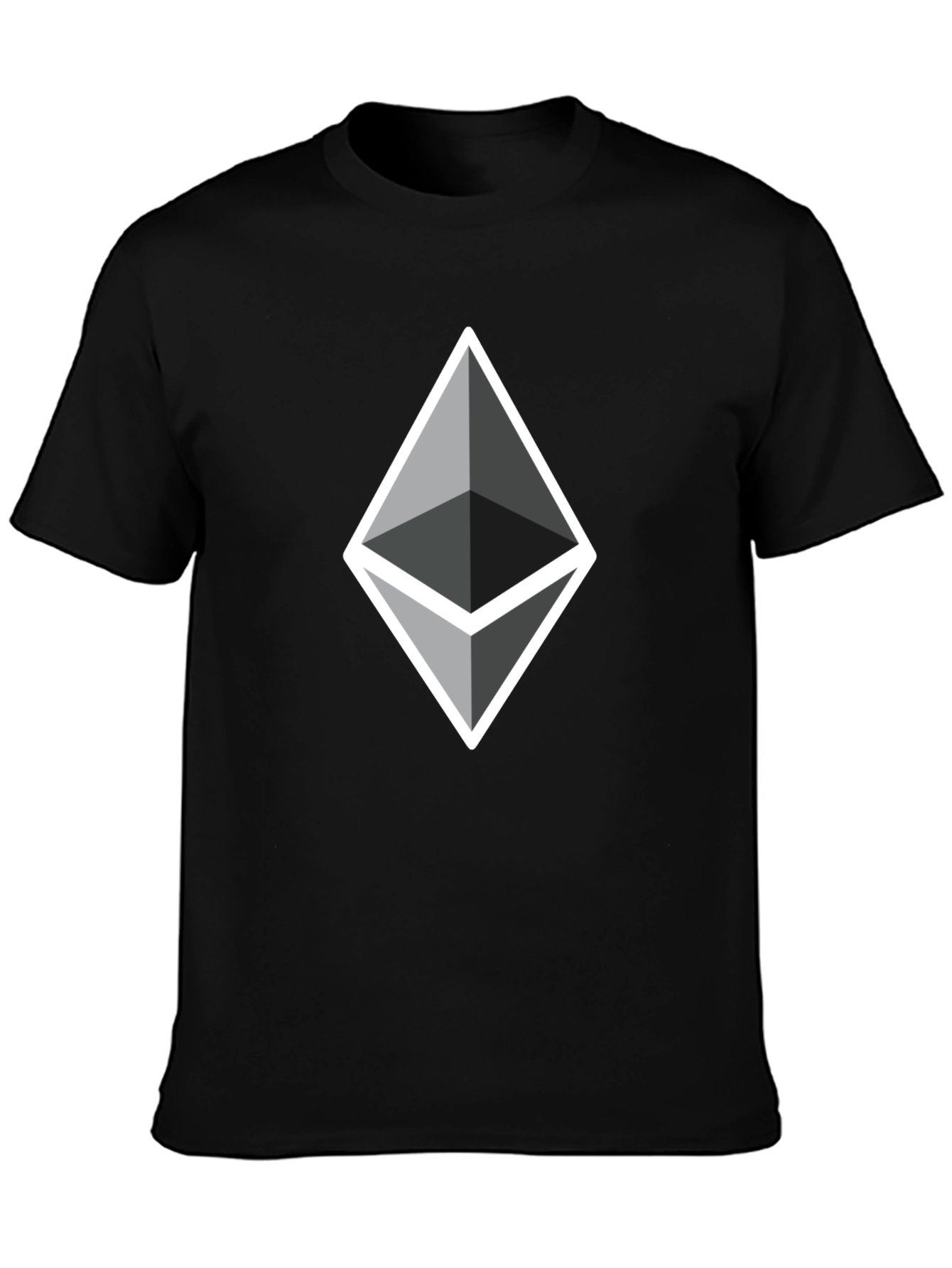 Black Ethereum Crypto Logo Black T-Shirt view 3