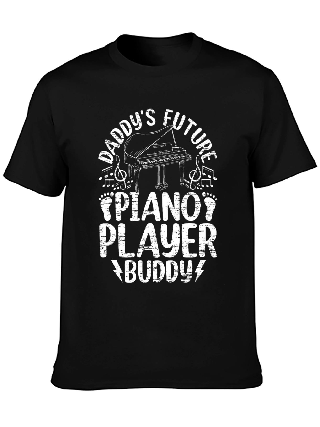 Black Daddy's Future Piano Player Buddy T-Shirt view 3