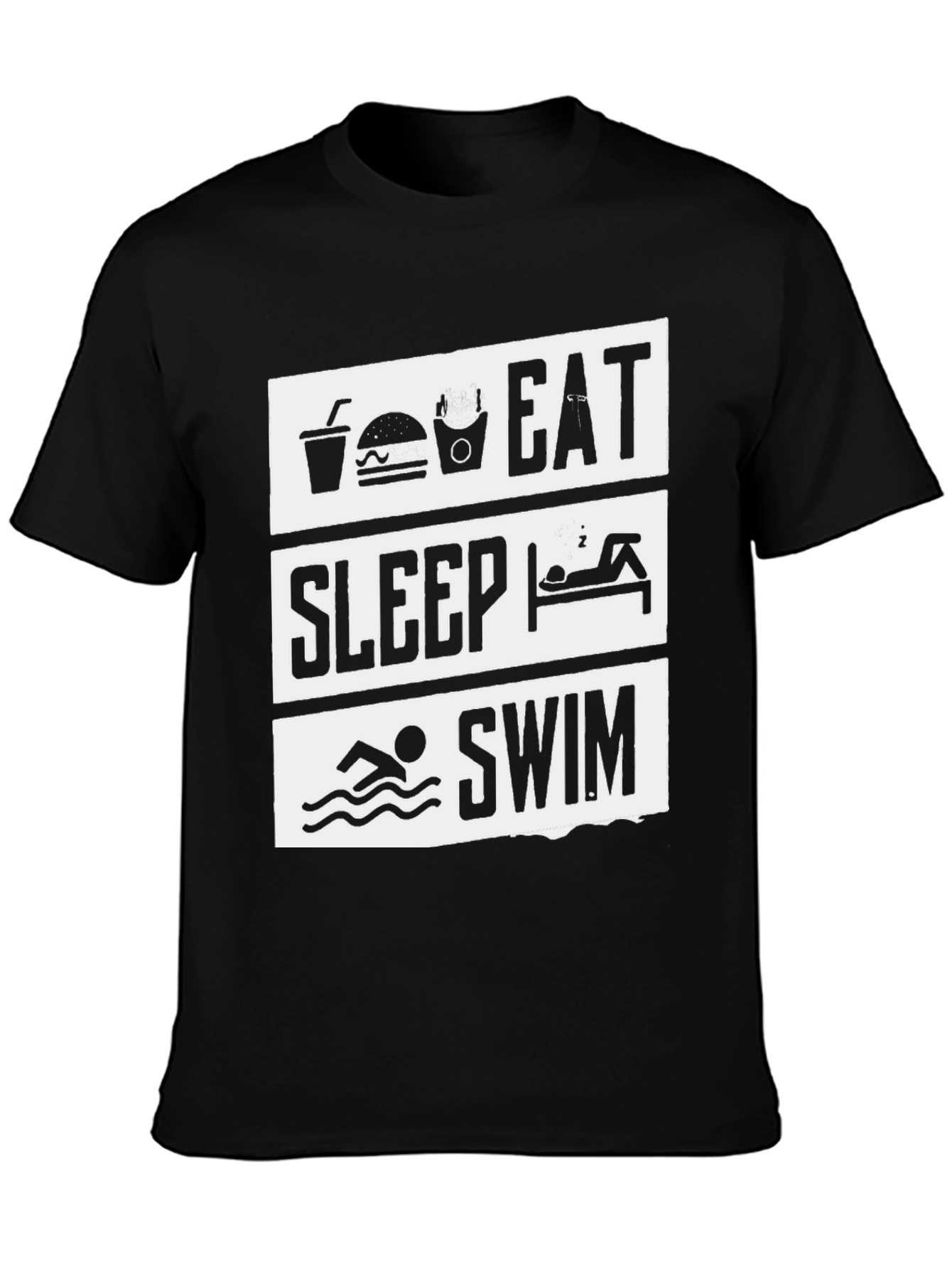Black Eat Sleep Swim Black Graphic Tee view 3