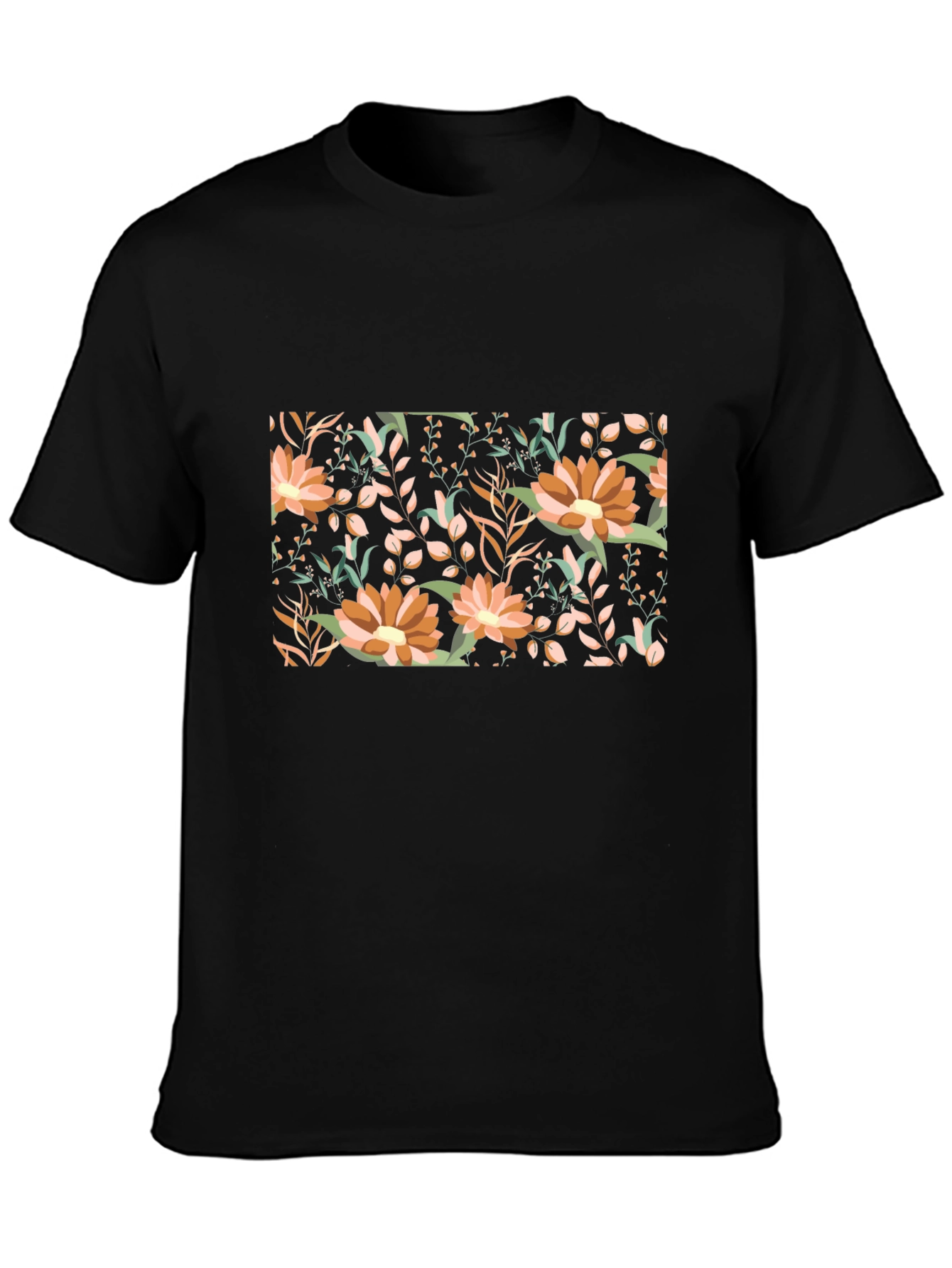 Black Floral Print Black T-Shirt view 3