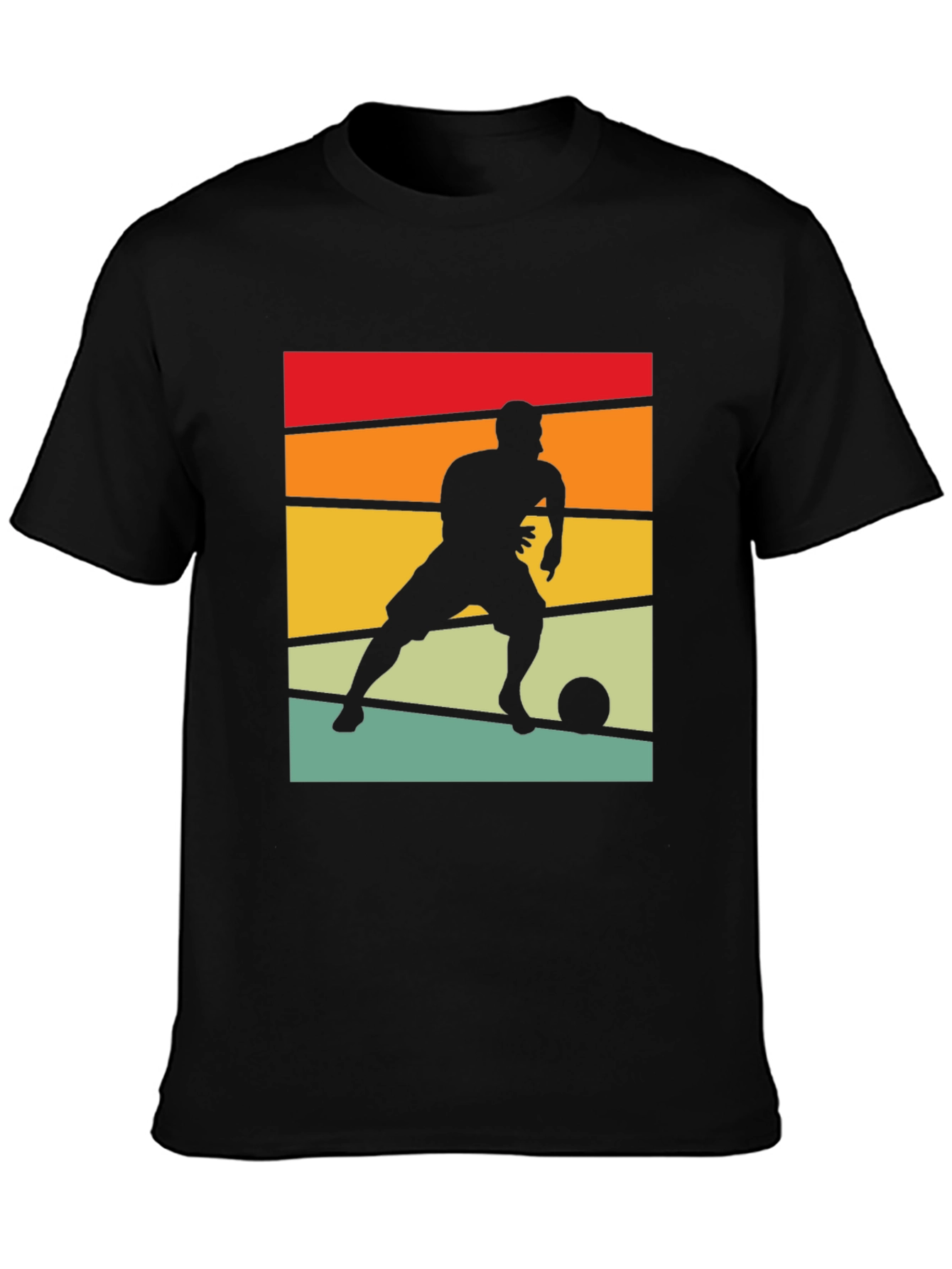 Black Retro Soccer Player Graphic Tee view 3
