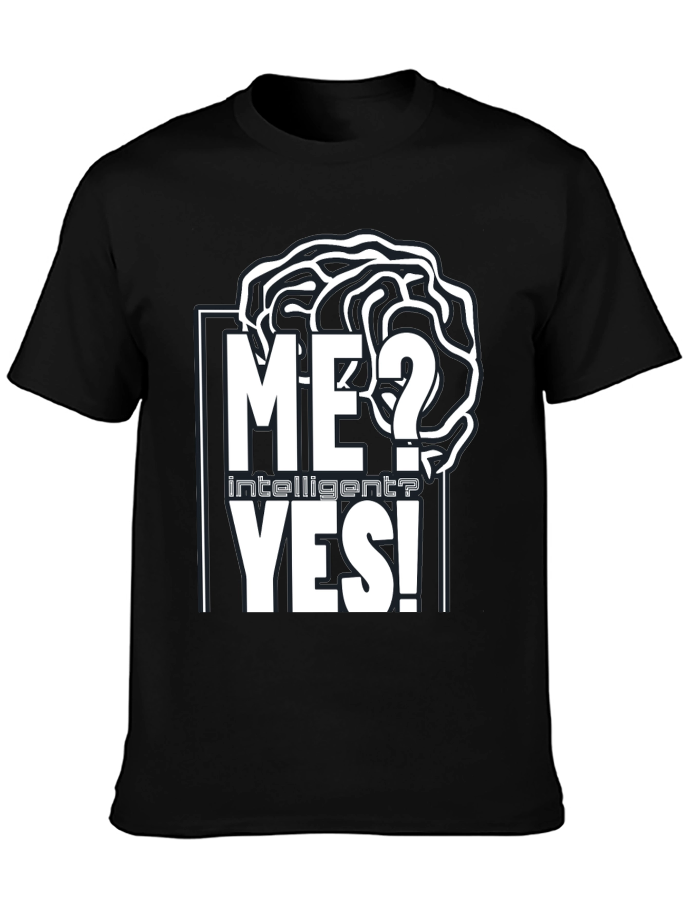 Black Intelligent YES! T-Shirt - Brain Design view 3