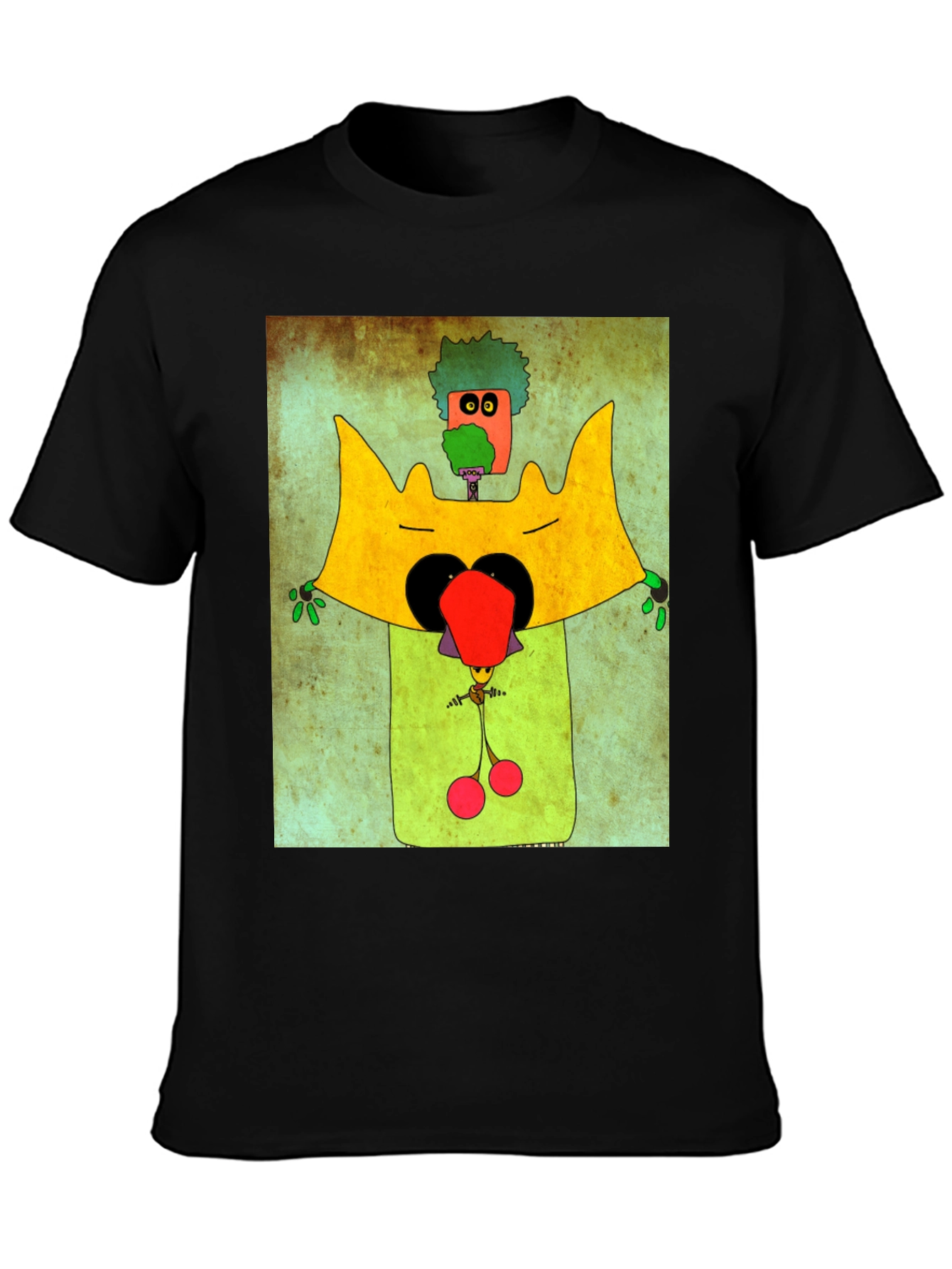 Black Funky Cartoon Character Graphic Tee view 3
