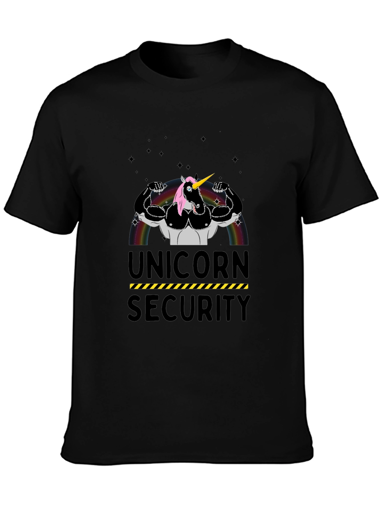 Black Unicorn Security Graphic T-Shirt - Black Cotton Tee view 3