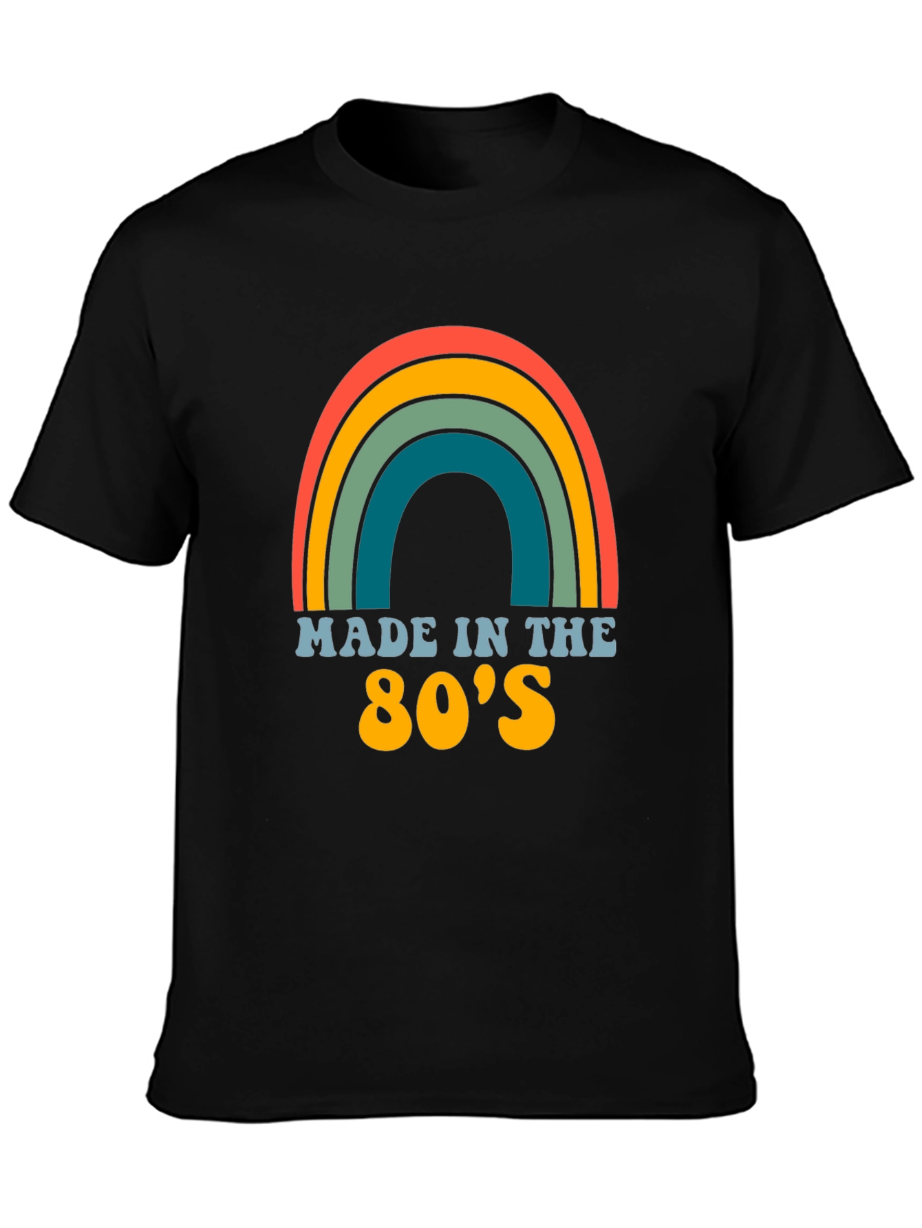 Black Made in the 80's Retro Rainbow T-Shirt view 3