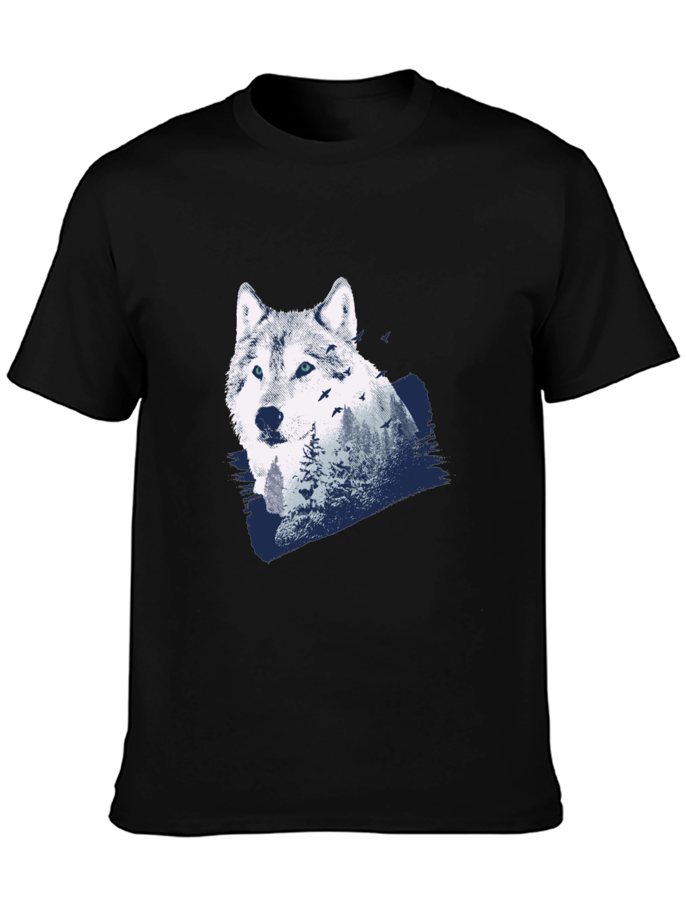 Black Wolf Graphic Print T-Shirt view 3