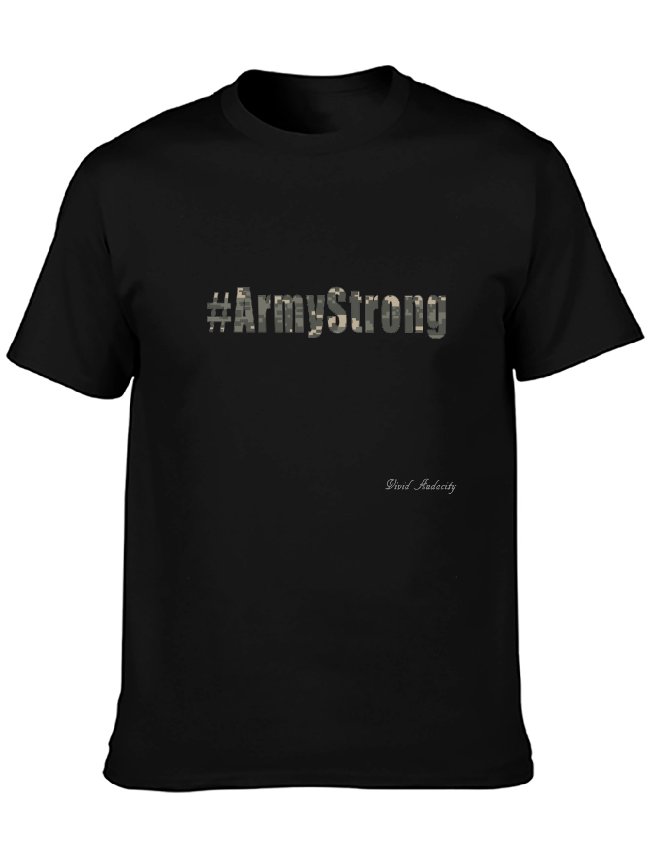 Black Army Strong Graphic Print T-Shirt view 3