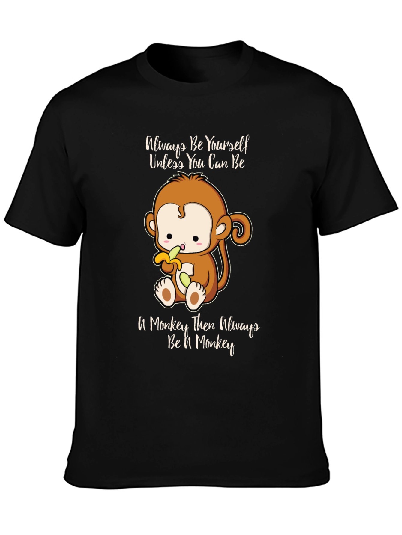 Black Funny Monkey T-Shirt - Always Be Yourself Graphic Tee view 3