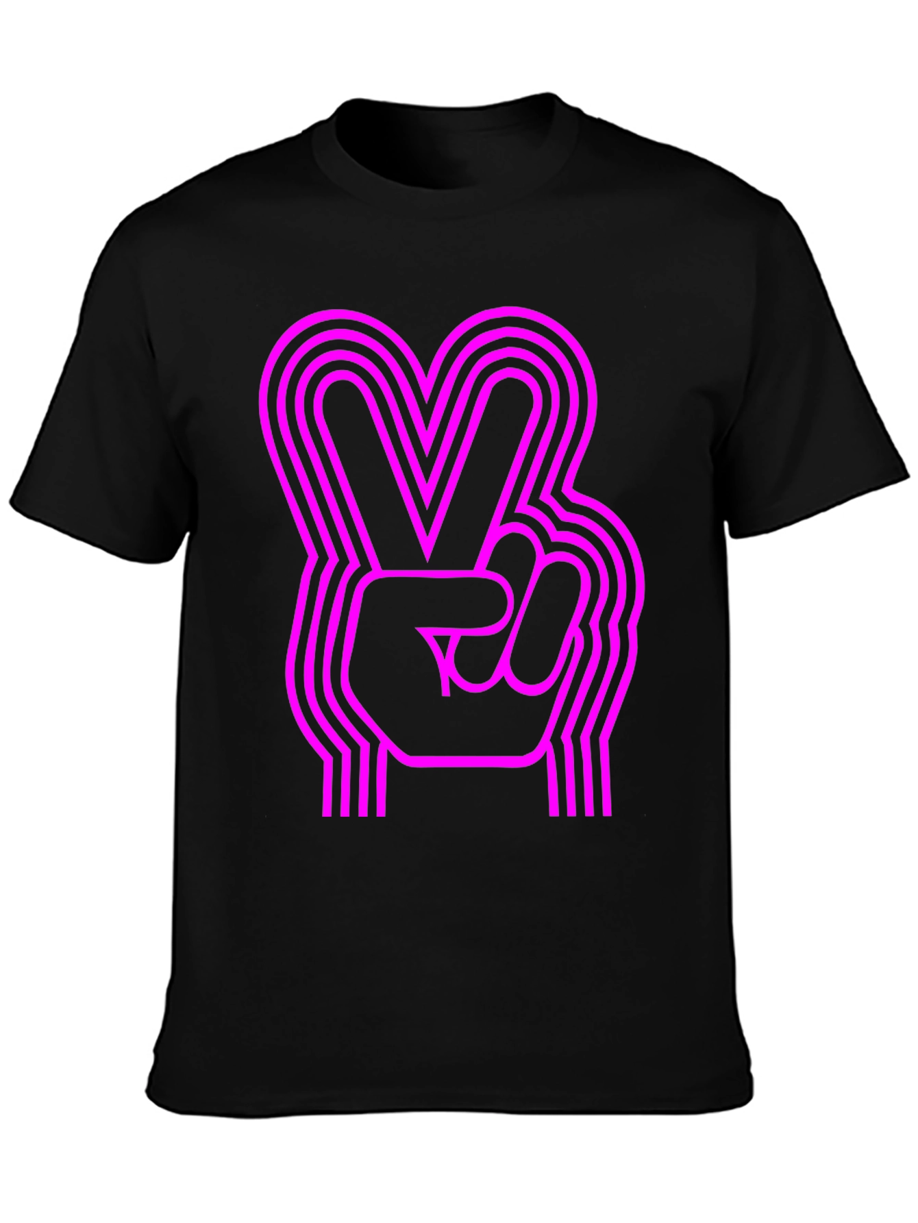 Black Retro Peace Sign Graphic Tee view 3