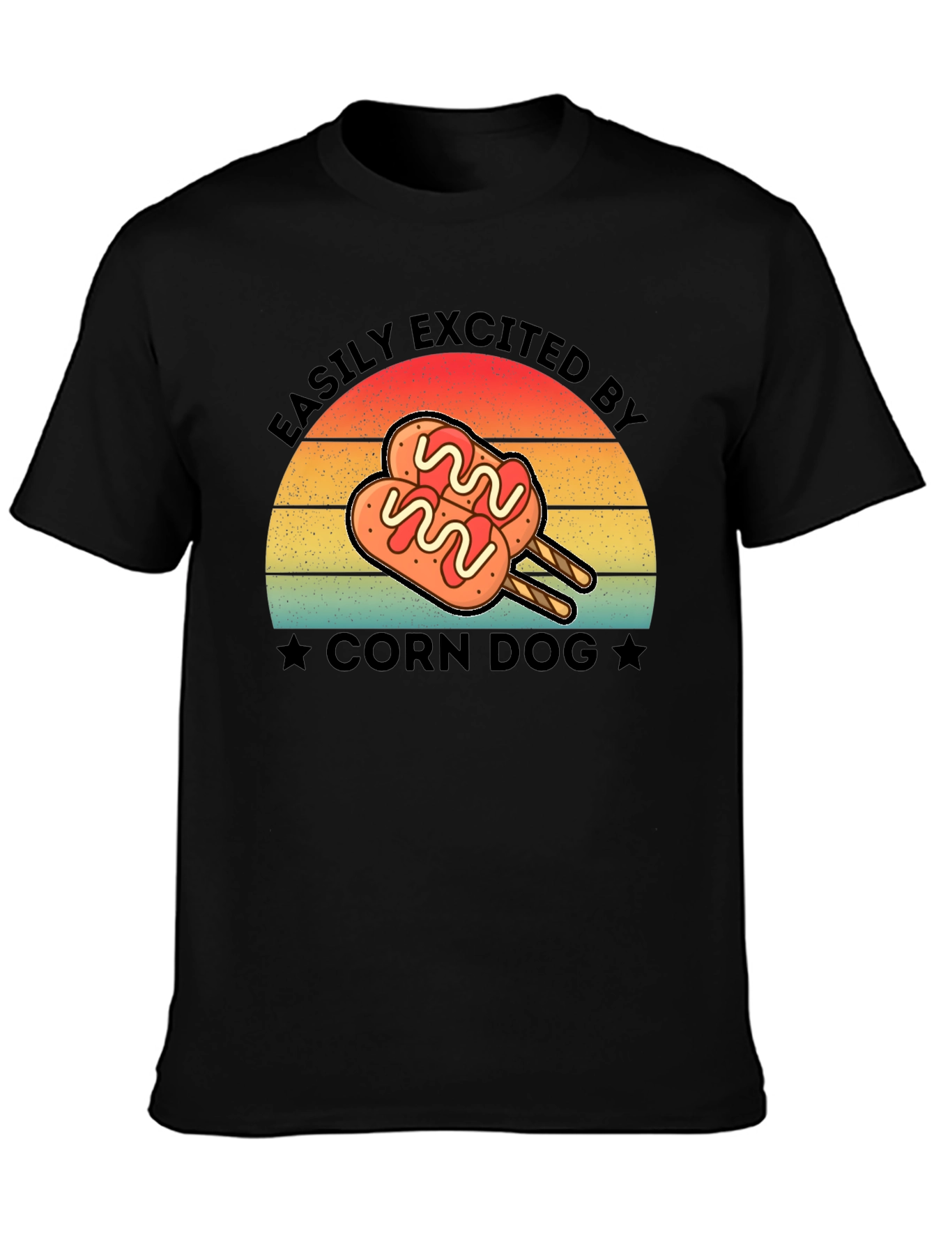 Black Corn Dog Lover T-Shirt - Easily Excited By Tee view 3