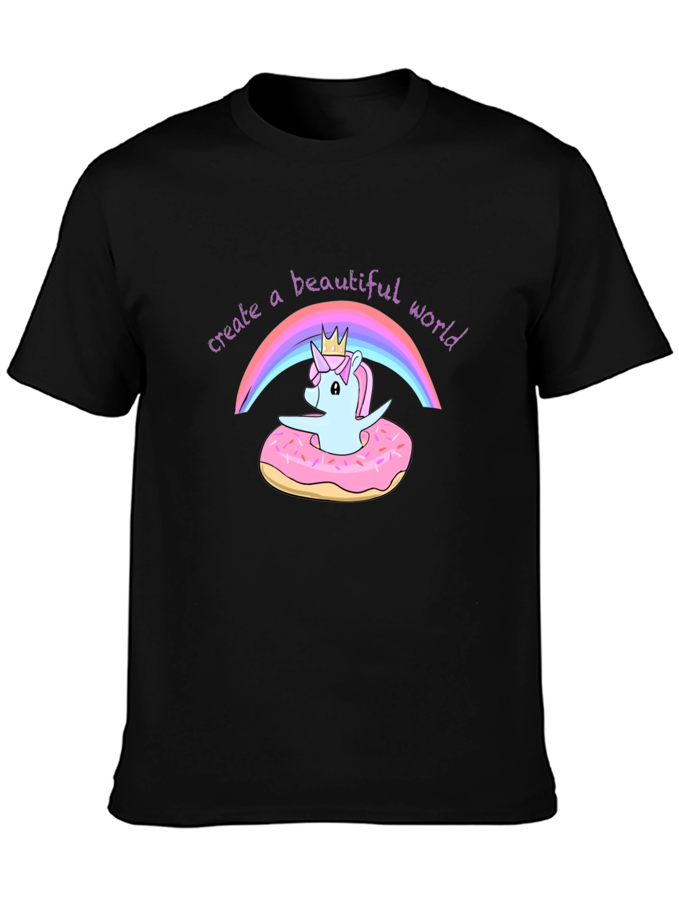 Black Unicorn Rainbow Graphic Tee view 3