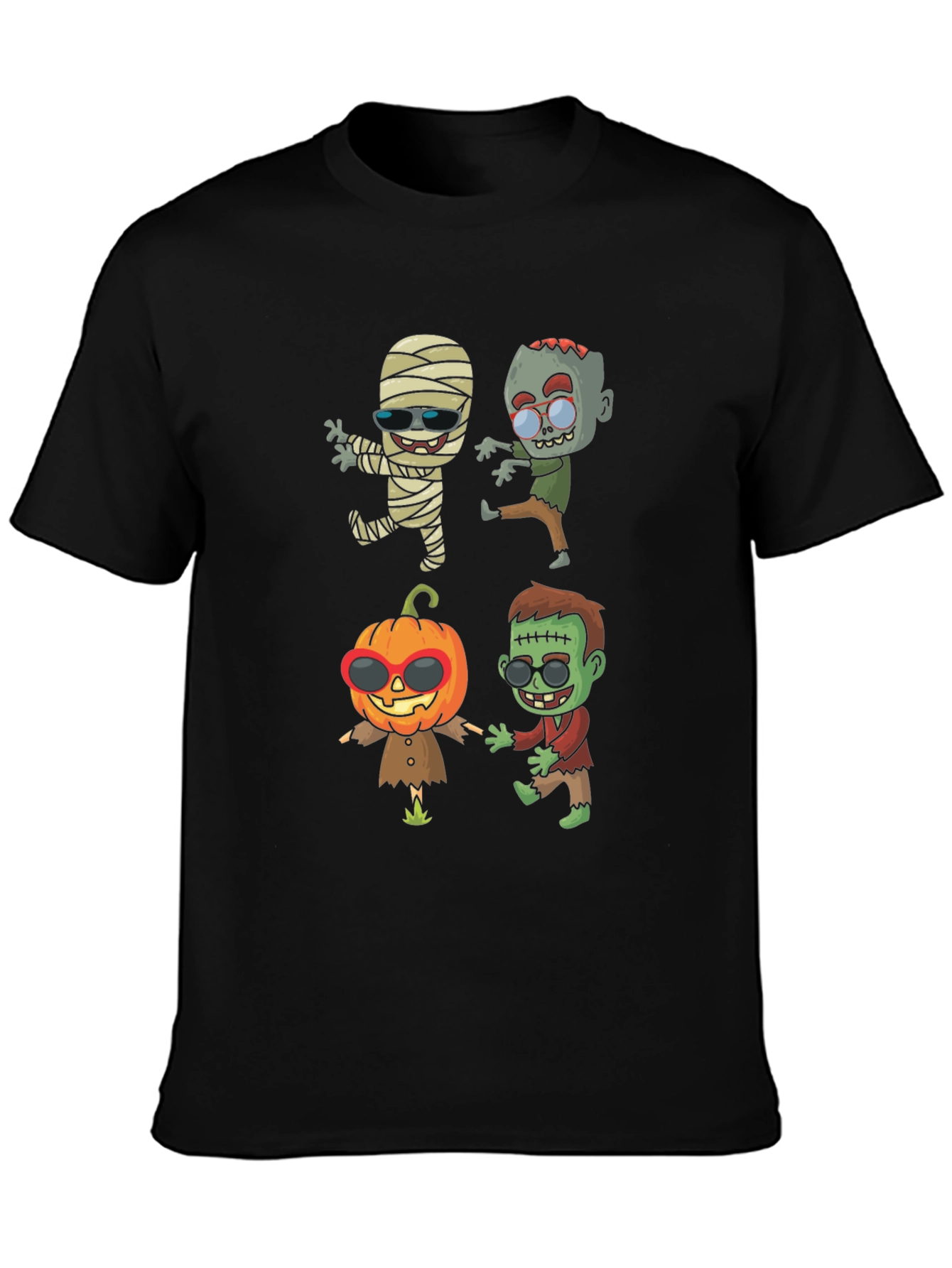 Black Halloween Cartoon T-Shirt view 3