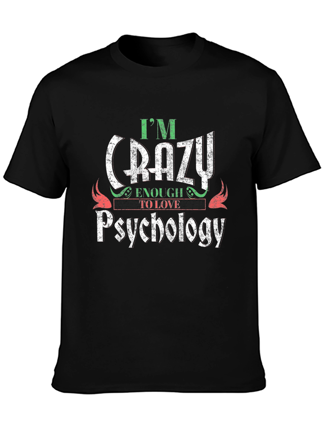 Black Crazy Enough to Love Psychology Graphic Tee view 3
