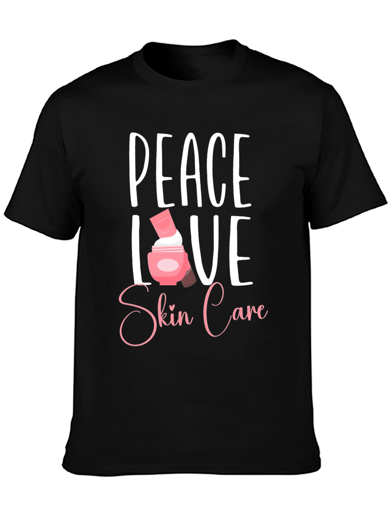 Black Peace Love Skin Care T-Shirt - Black view 3