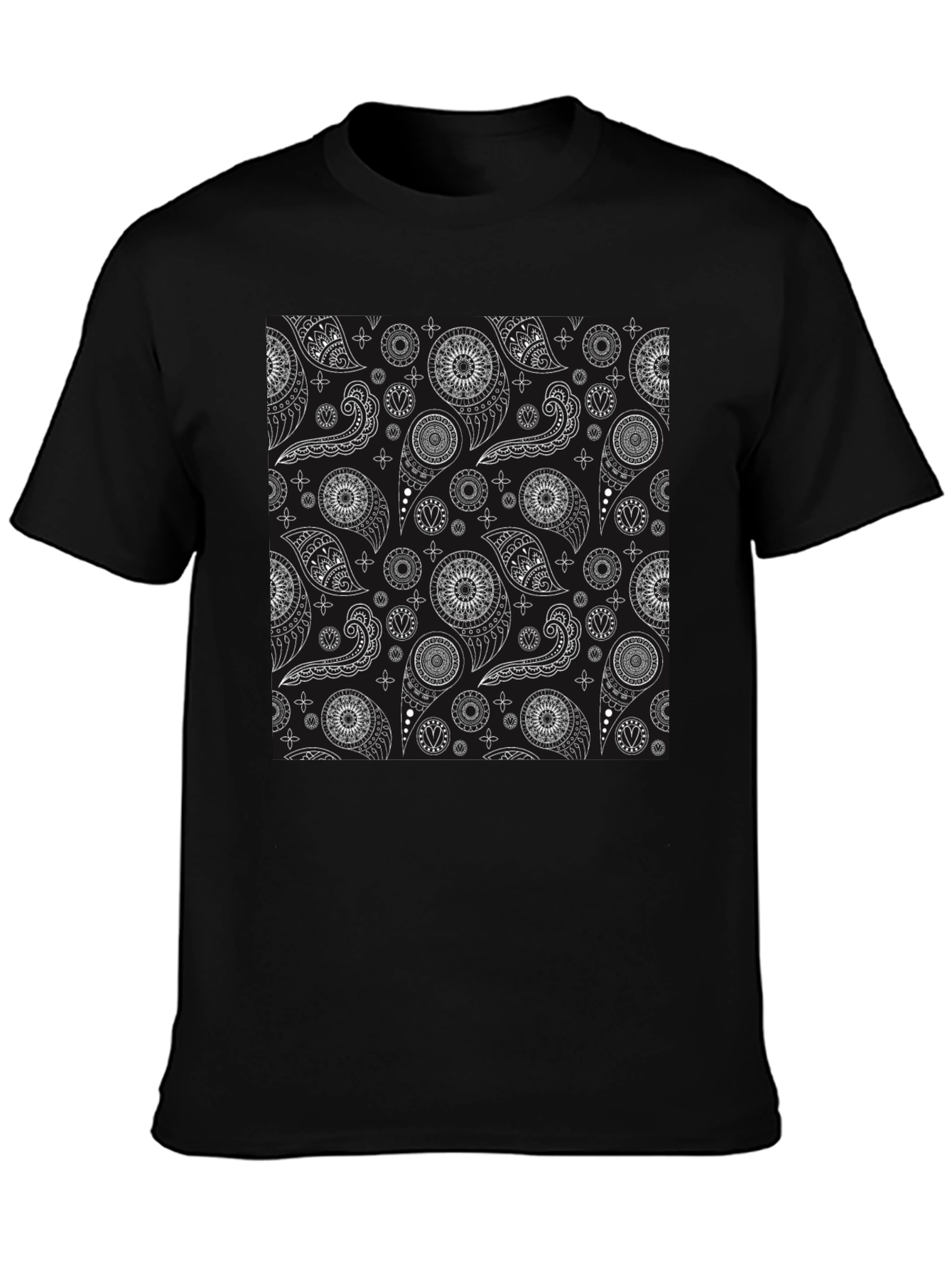 Black Black Paisley Pattern T-Shirt - Stylish and Unique view 3