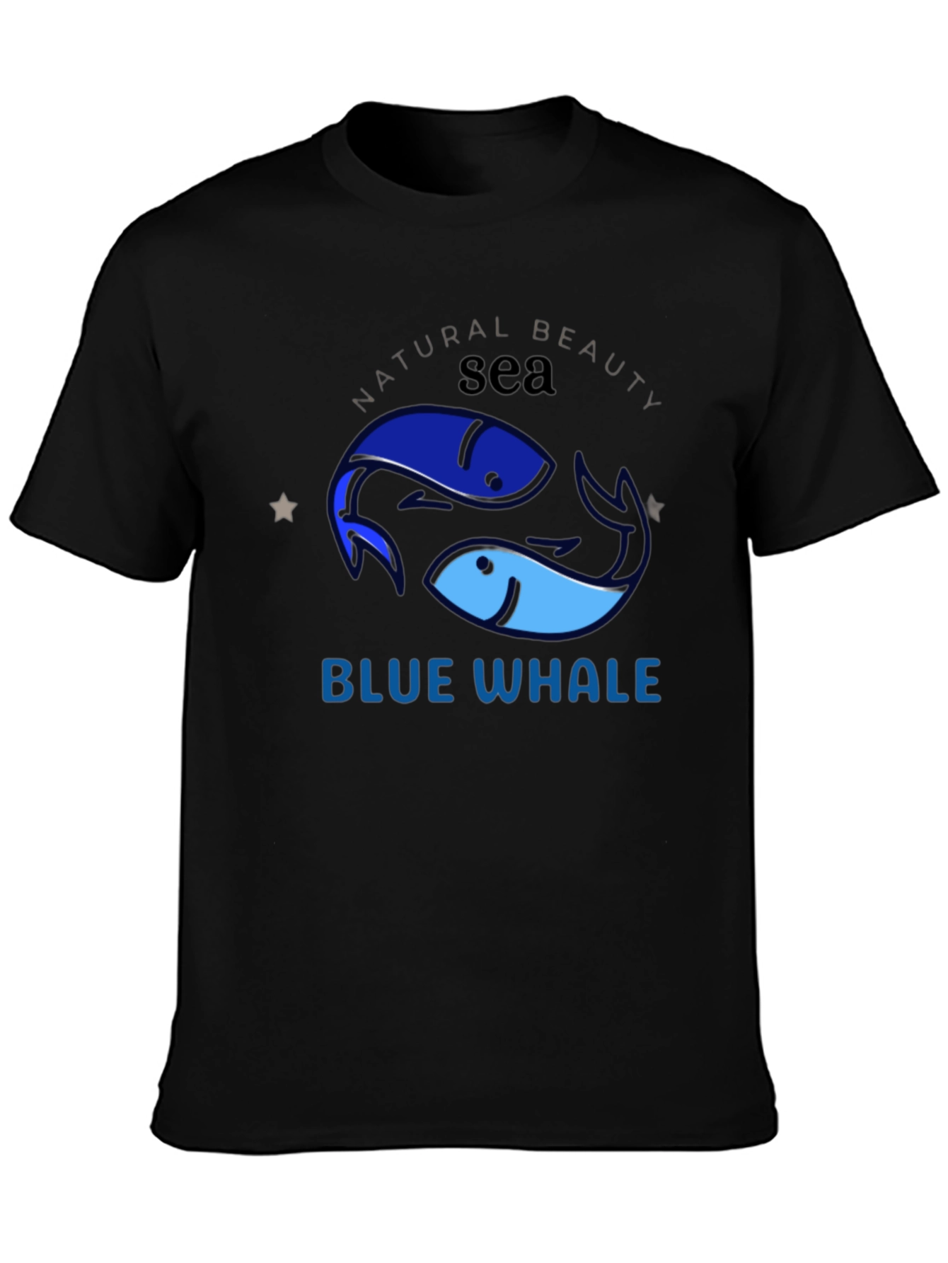 Black Blue Whale Sea Graphic T-Shirt view 3