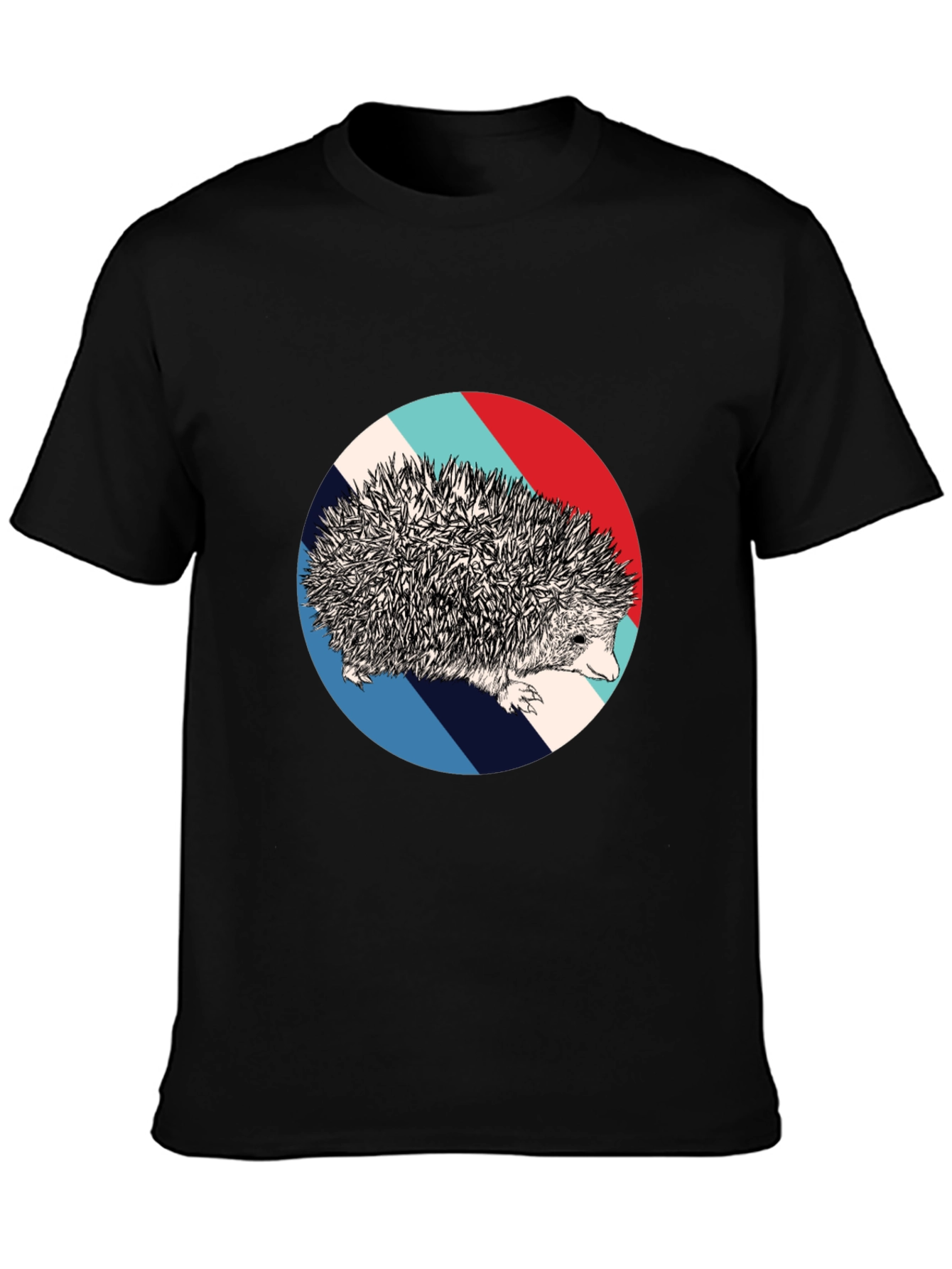 Black Hedgehog Circle Graphic Tee - Unique Design view 3