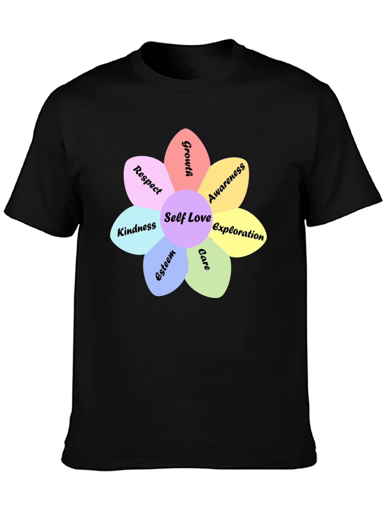 Black Self Love Flower Graphic Tee - Empowering Design view 3