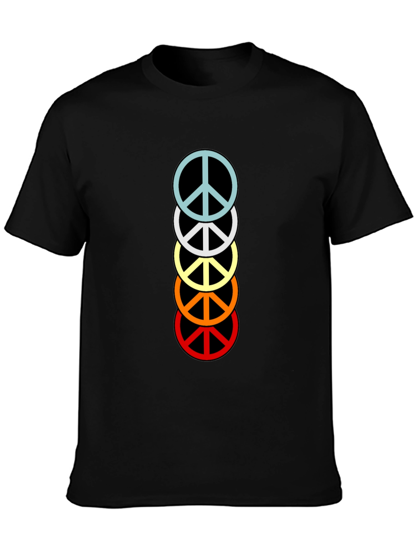 Black Retro Peace Sign Stacked T-Shirt - Black view 3