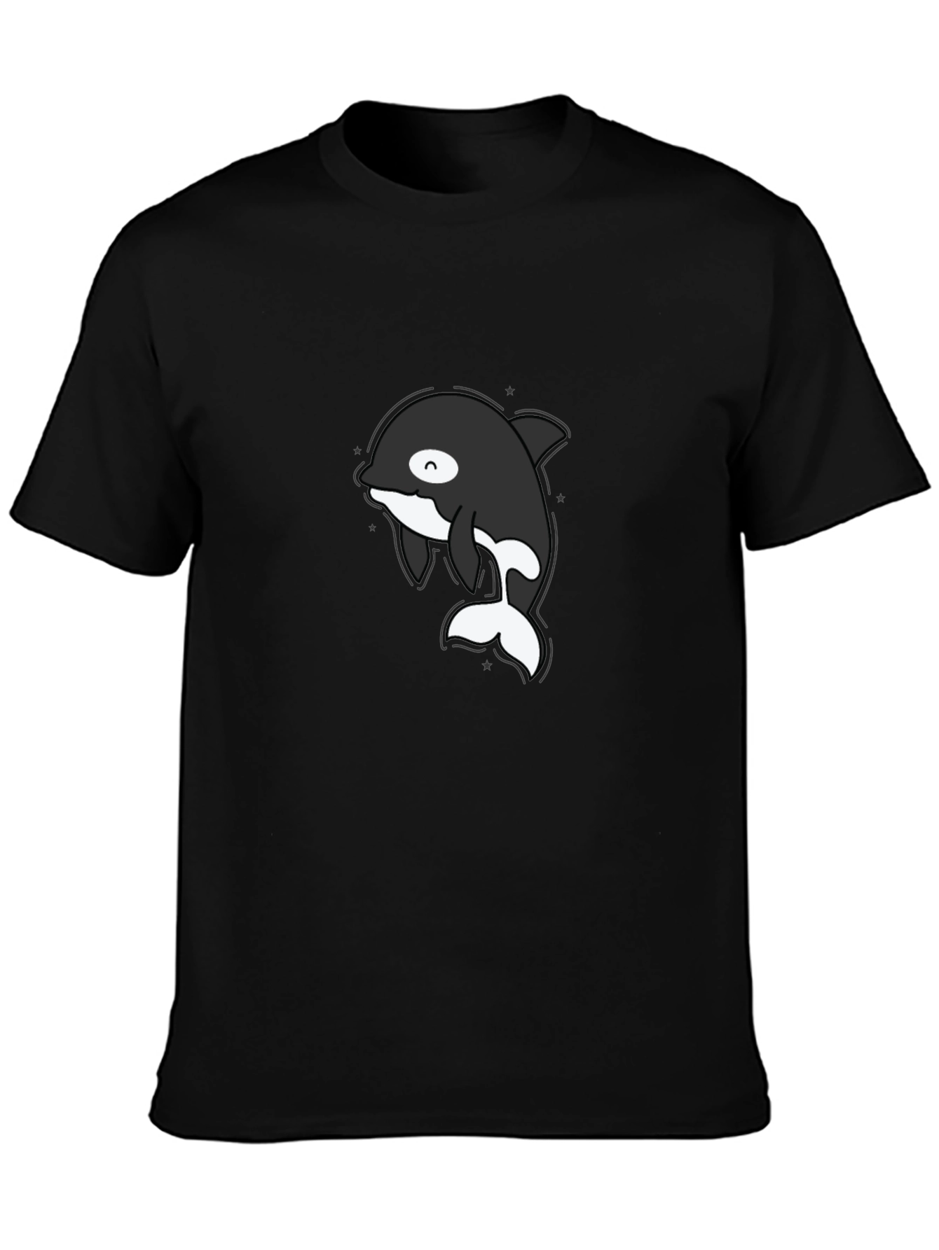 Black Cute Orca T-Shirt - Black Cotton Tee view 3