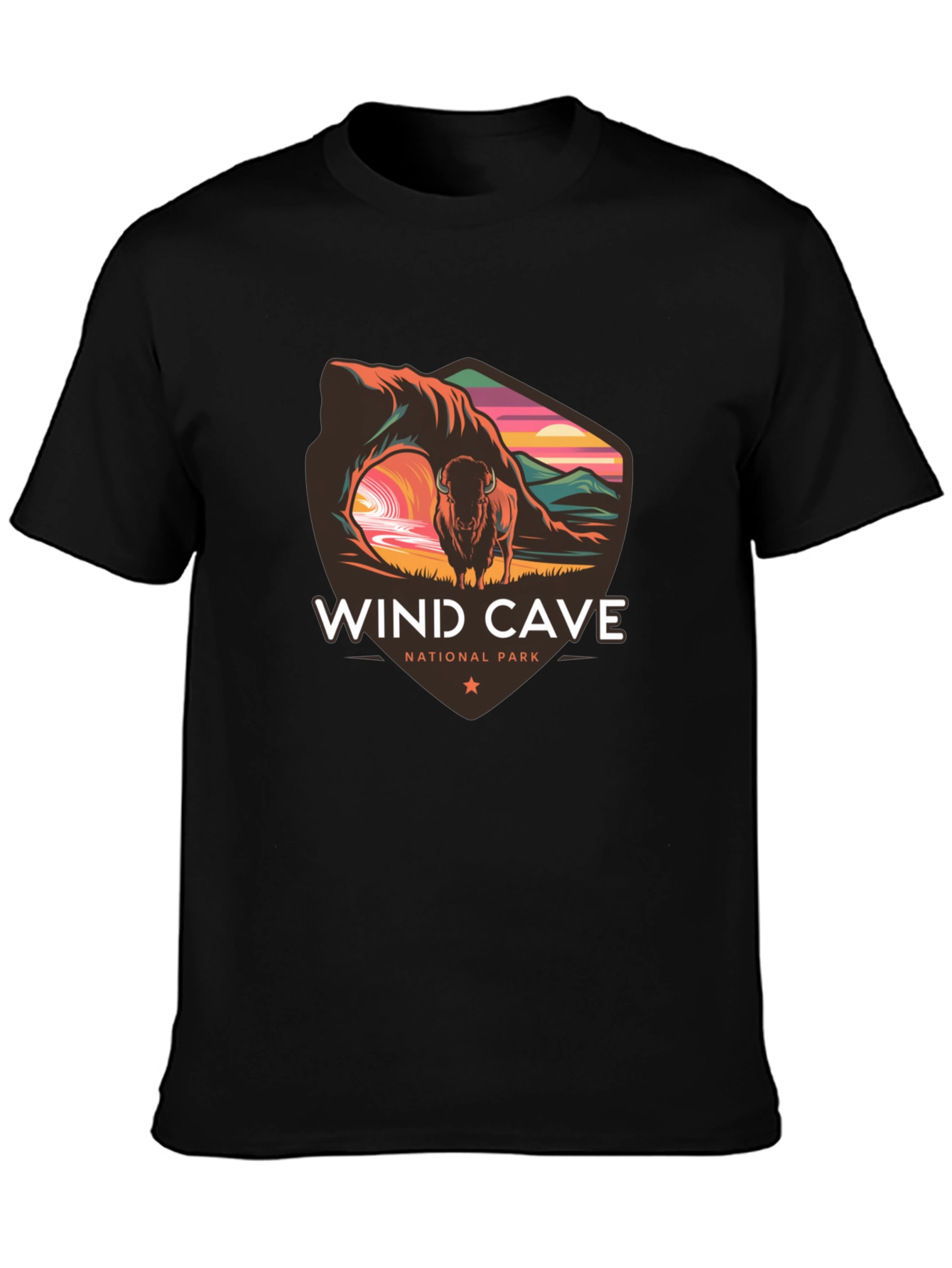 Black Wind Cave National Park Black T-Shirt view 3