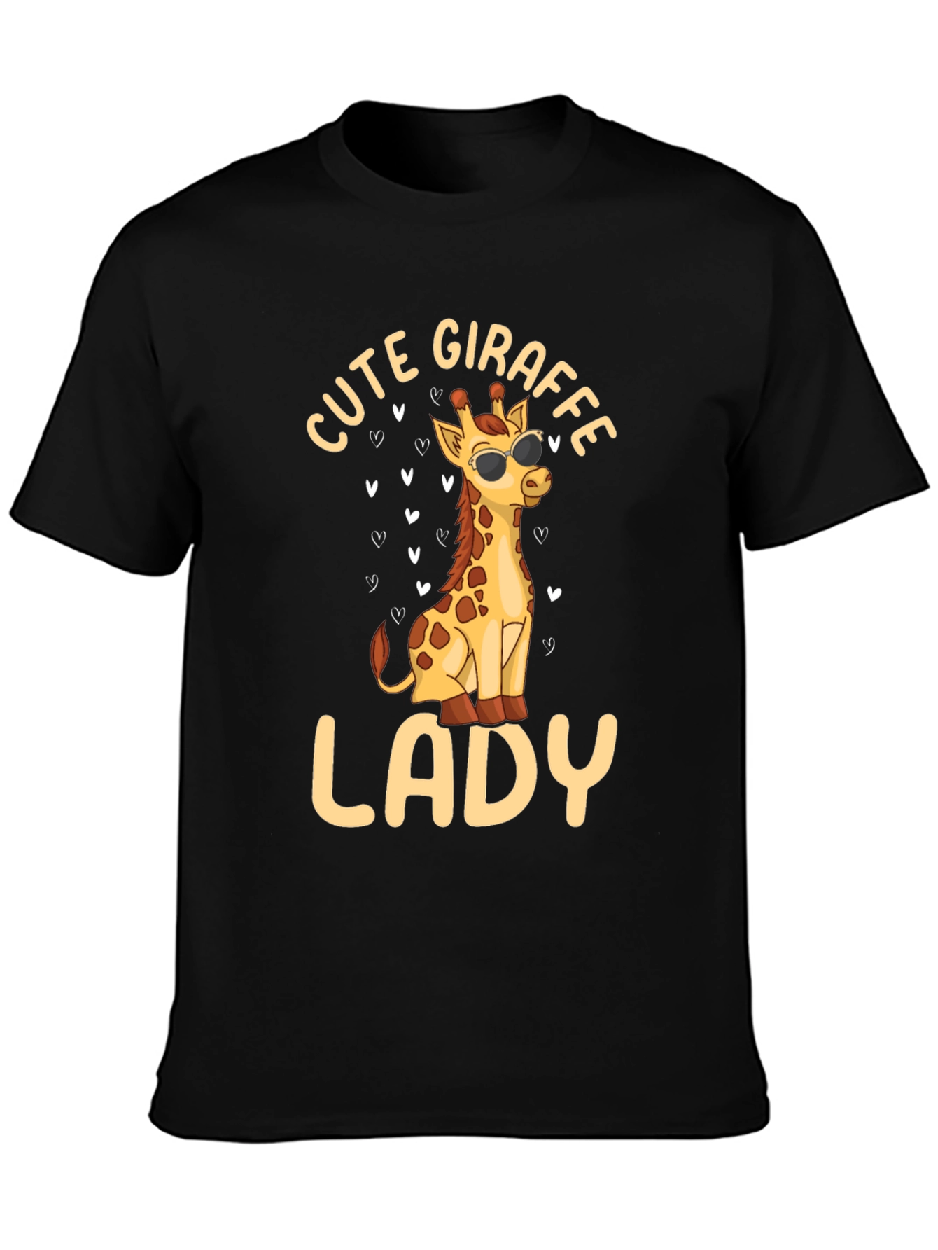 Black Cute Giraffe Lady T-Shirt - Stylish & Fun! view 3
