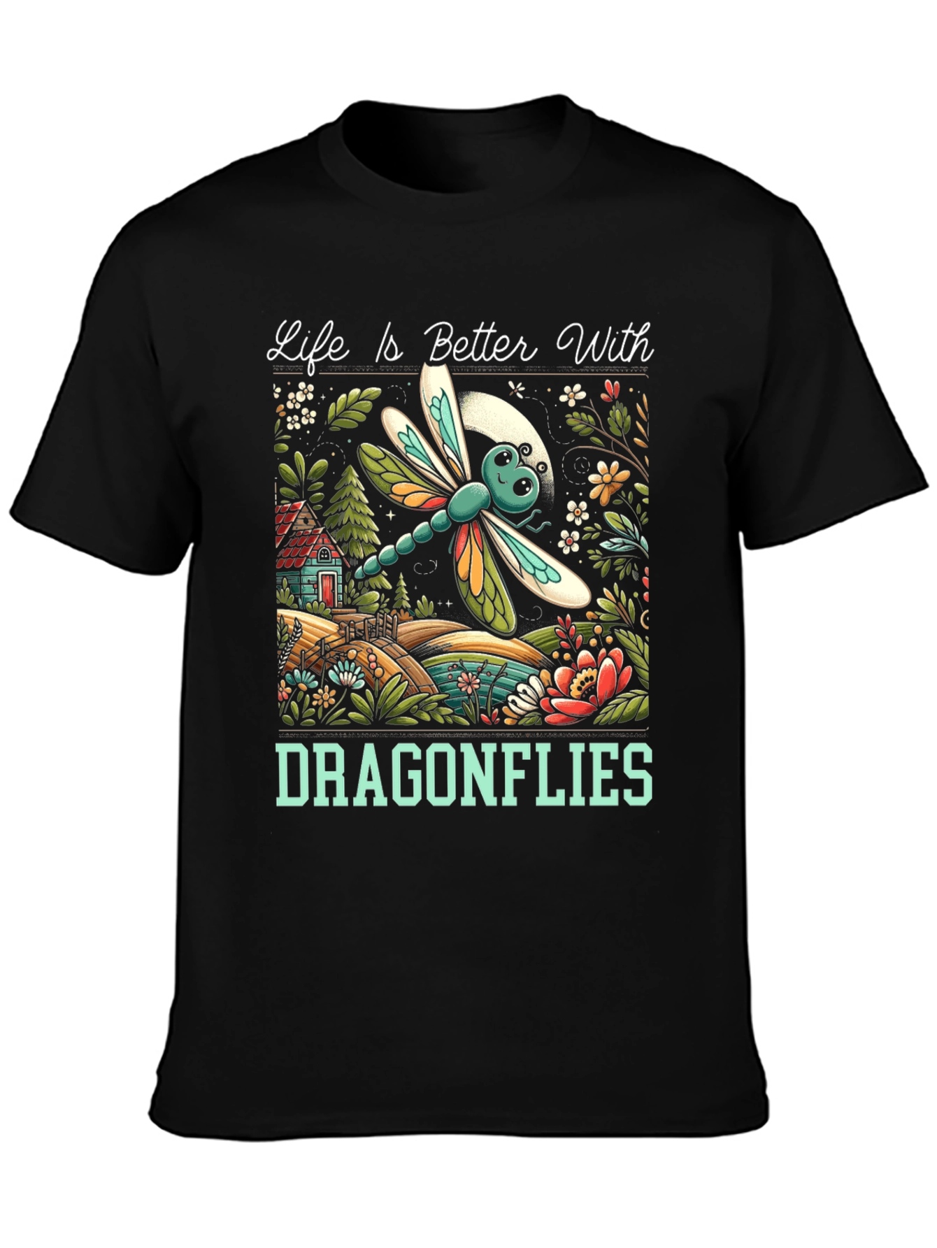 Black Life is Better With Dragonflies T-Shirt view 3