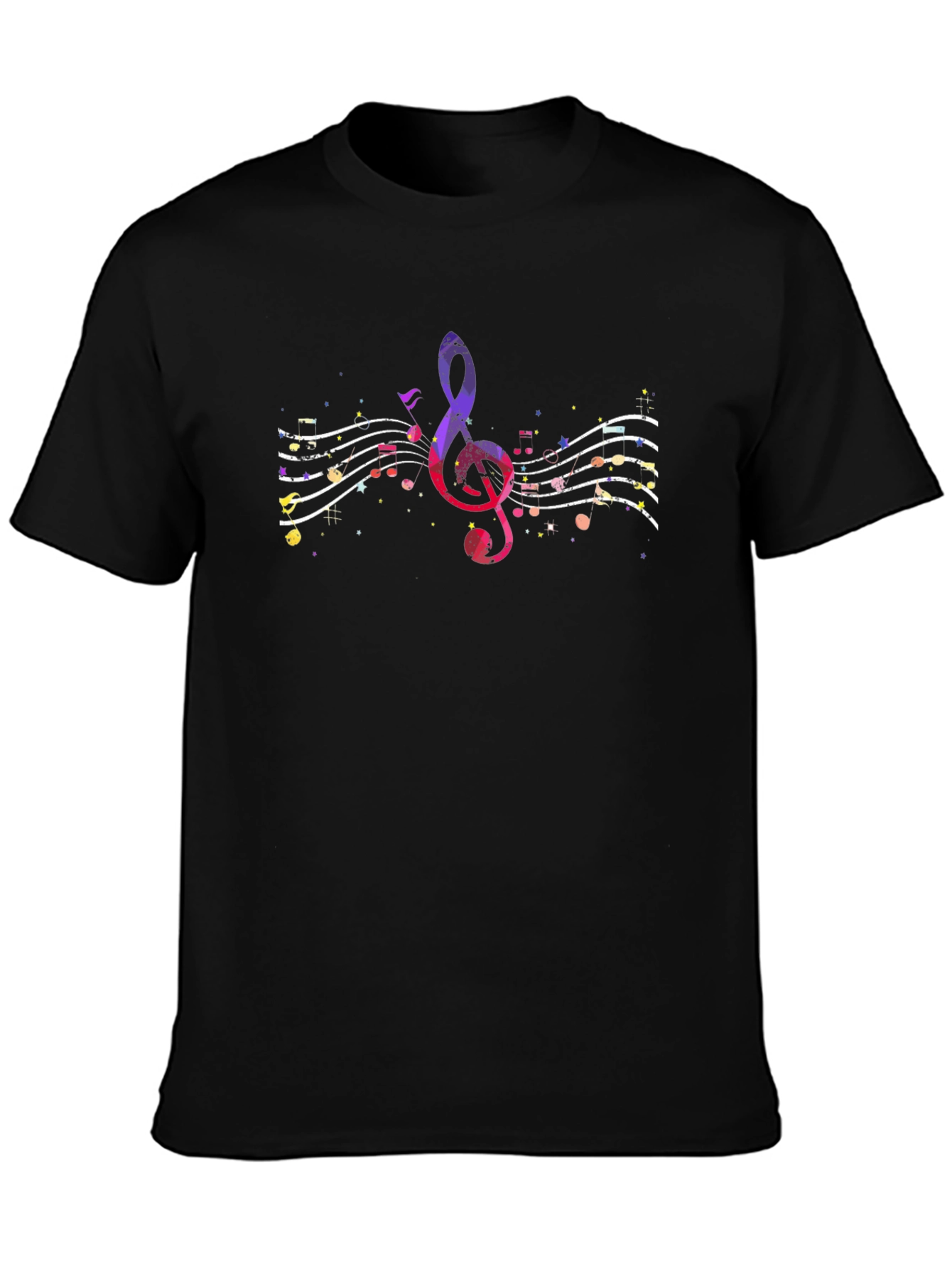 Black Musical Note Graphic Tee - Black Unisex Shirt view 3