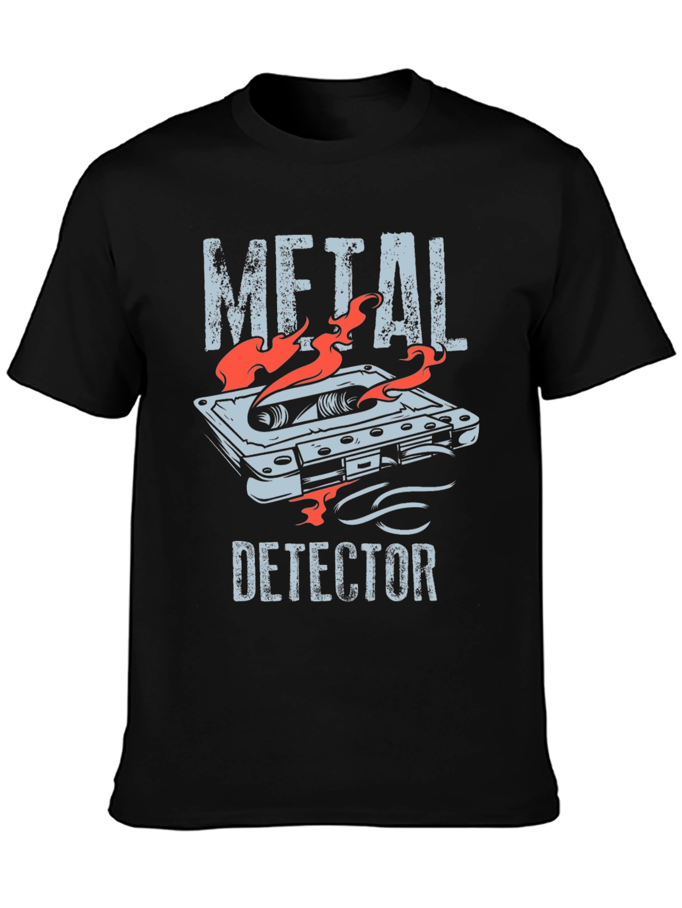 Black Metal Detector Cassette Tape Graphic T-Shirt view 3