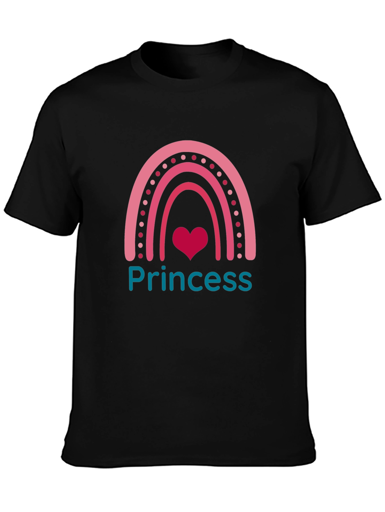 Black Princess Rainbow Heart T-Shirt - Cute & Stylish! view 3