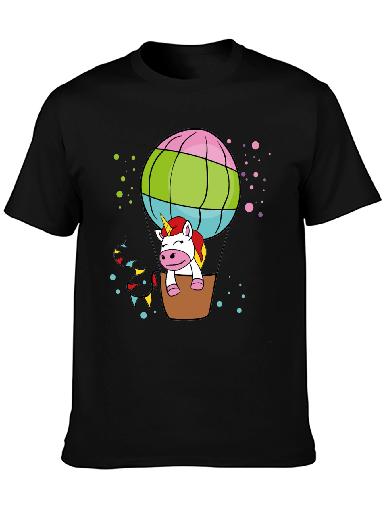 Black Unicorn Hot Air Balloon T-Shirt view 3