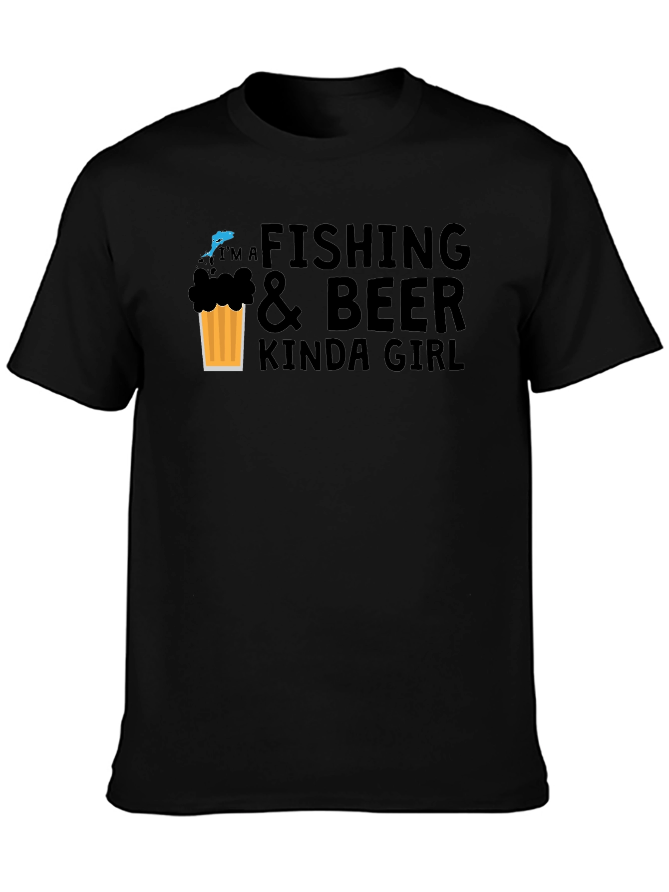 Black Fishing & Beer Kinda Girl Graphic Tee - Unisex view 3