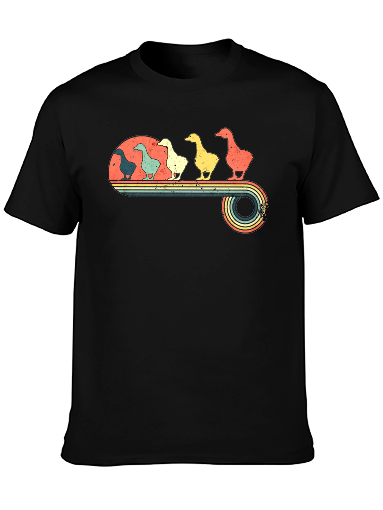Black Retro Duck T-Shirt - Vintage Style Bird Lover Tee view 3
