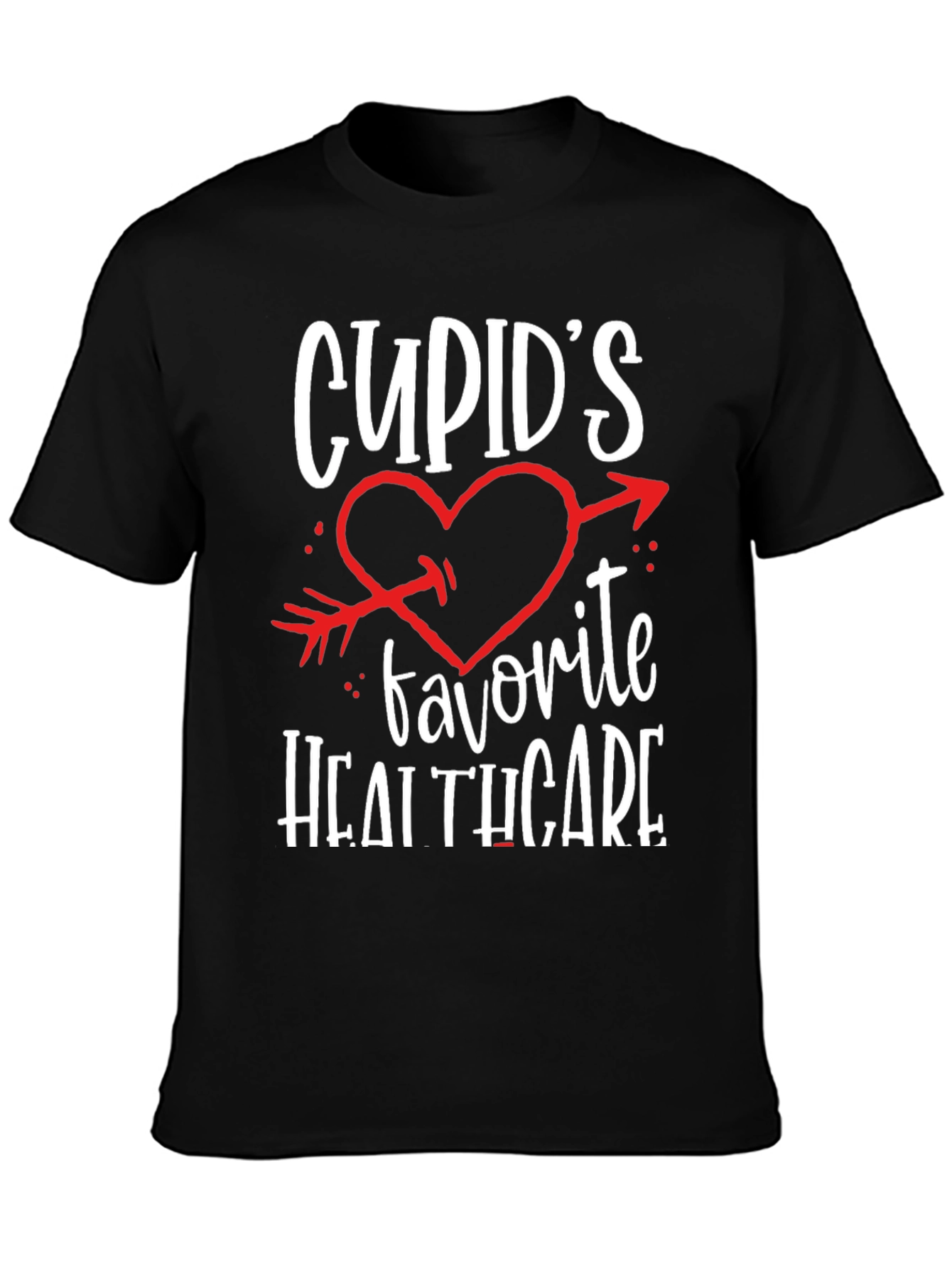 Black Cupid's Favorite Healthcare Black T-Shirt view 3