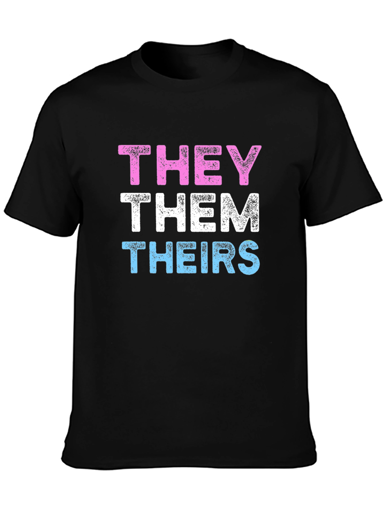 Black THEY THEM THEIRS Pronoun Pride T-Shirt view 3