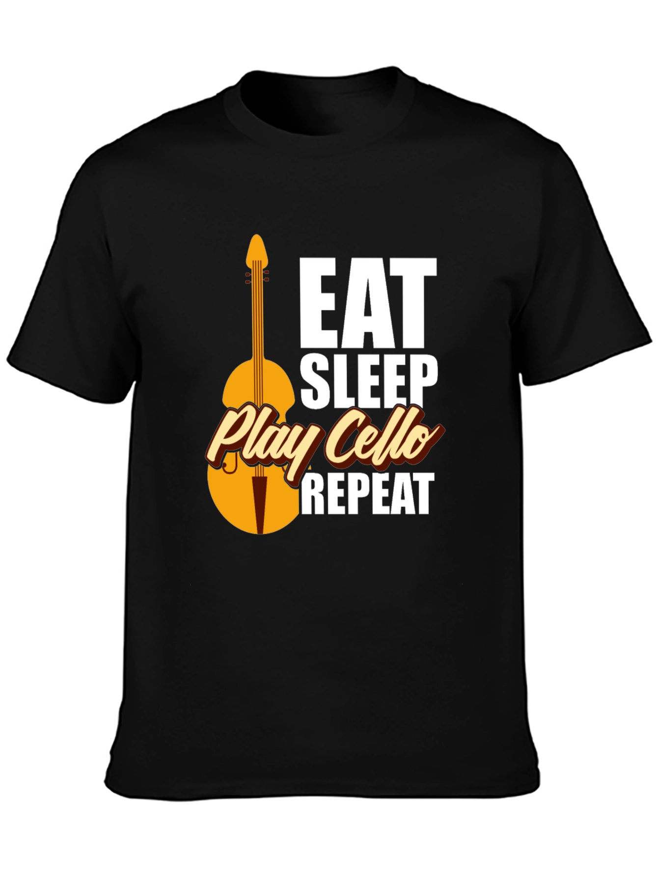 Black Eat Sleep Play Cello Repeat T-Shirt view 3