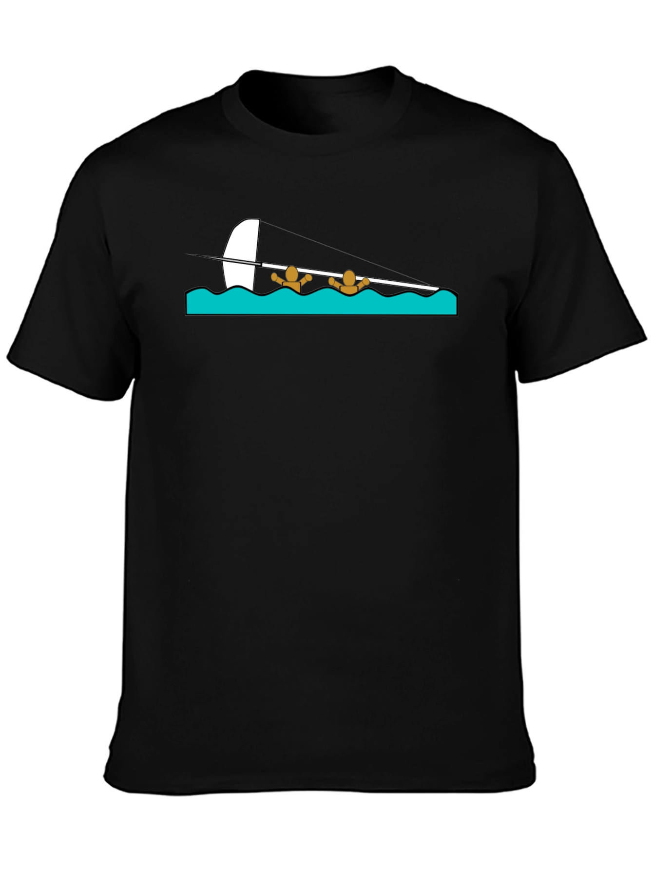 Black Black T-Shirt with Rowing Graphic view 3