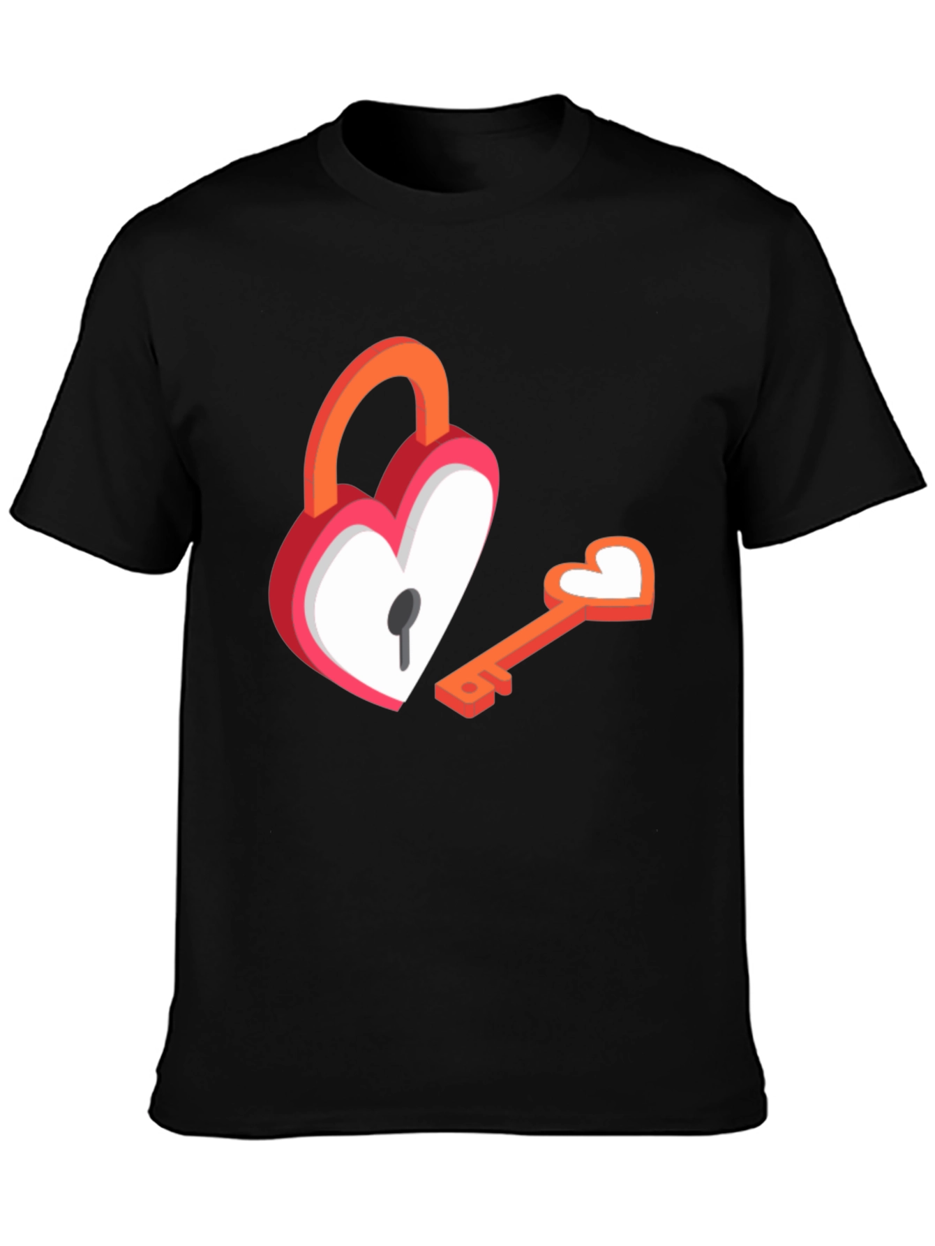 Black Heart Lock and Key T-Shirt view 3