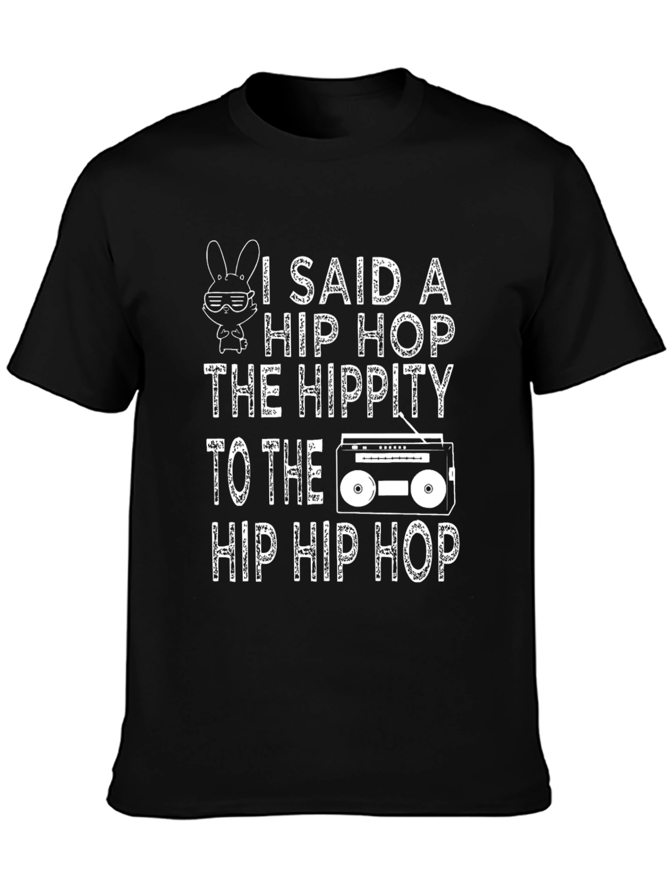 Black Hip Hop Hippity T-Shirt Funny Easter Bunny Design view 3