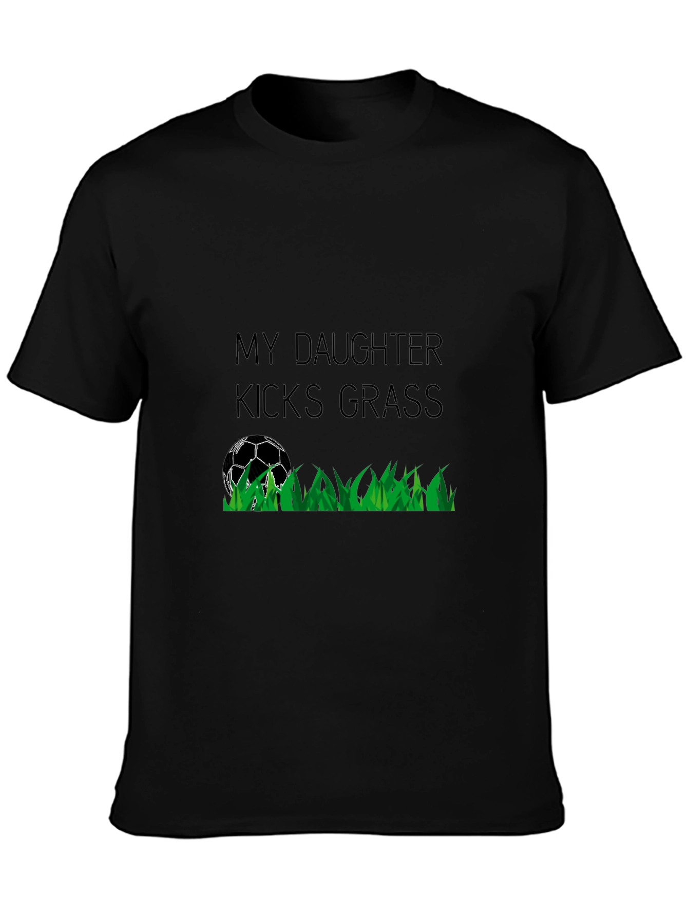 Black My Daughter Kicks Grass Soccer T-Shirt view 3