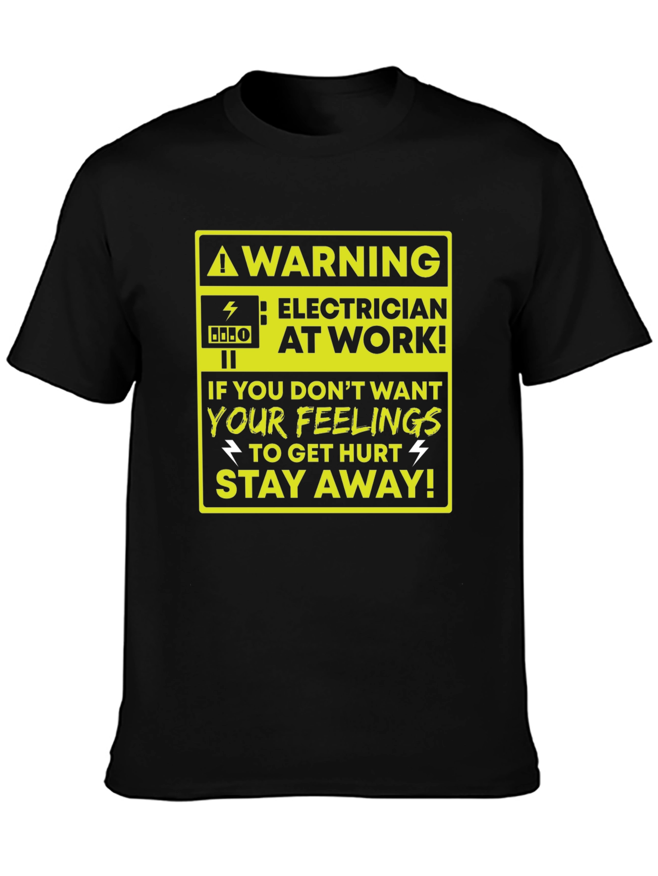 Black Electrician at Work Funny Warning T-Shirt view 3