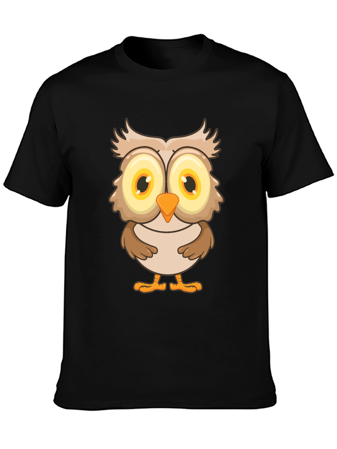 Black Owl Graphic Print T-Shirt - Black Cotton Tee view 3