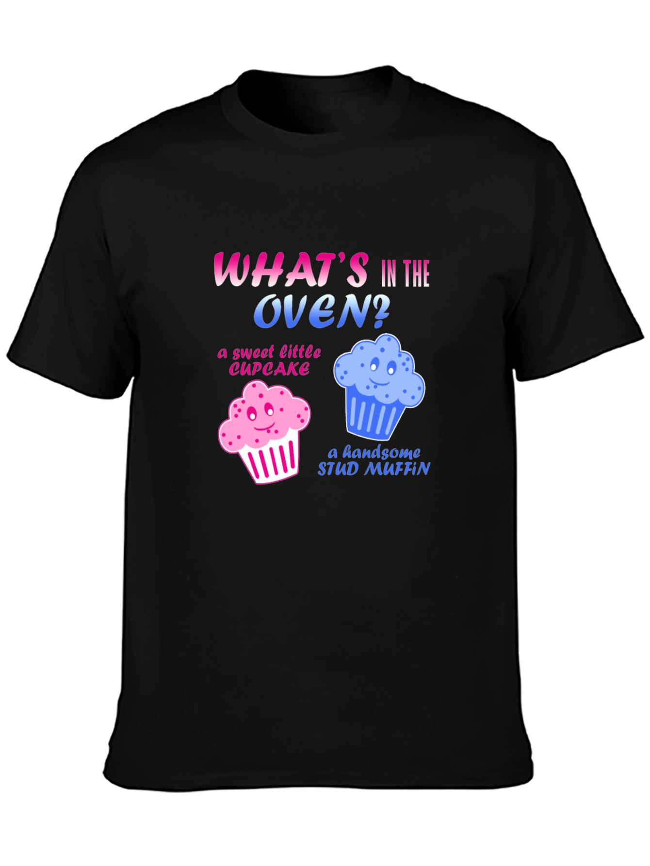 Black What's in the Oven? Gender Reveal T-Shirt view 3