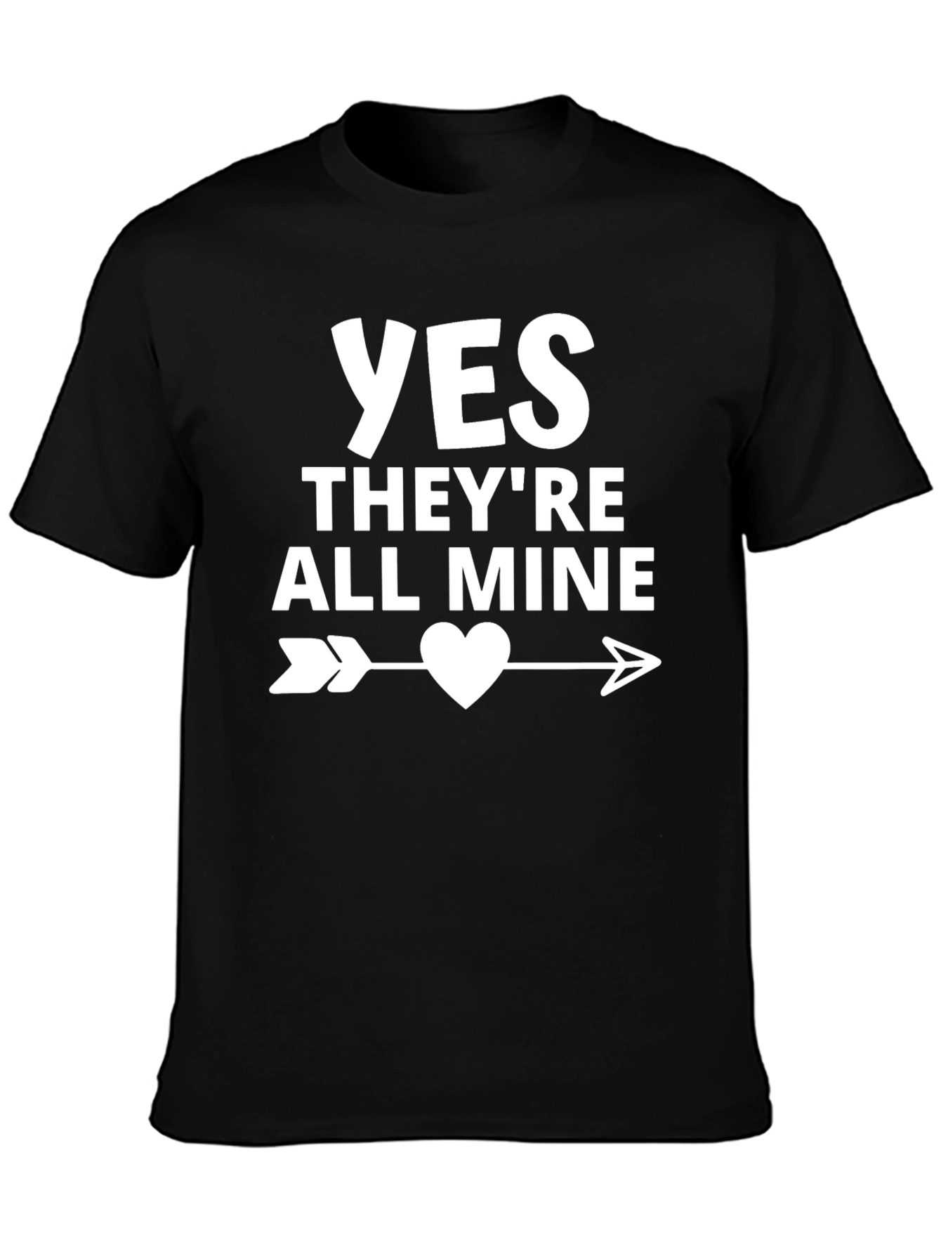 Black Funny "Yes They're All Mine" Graphic T-Shirt view 3