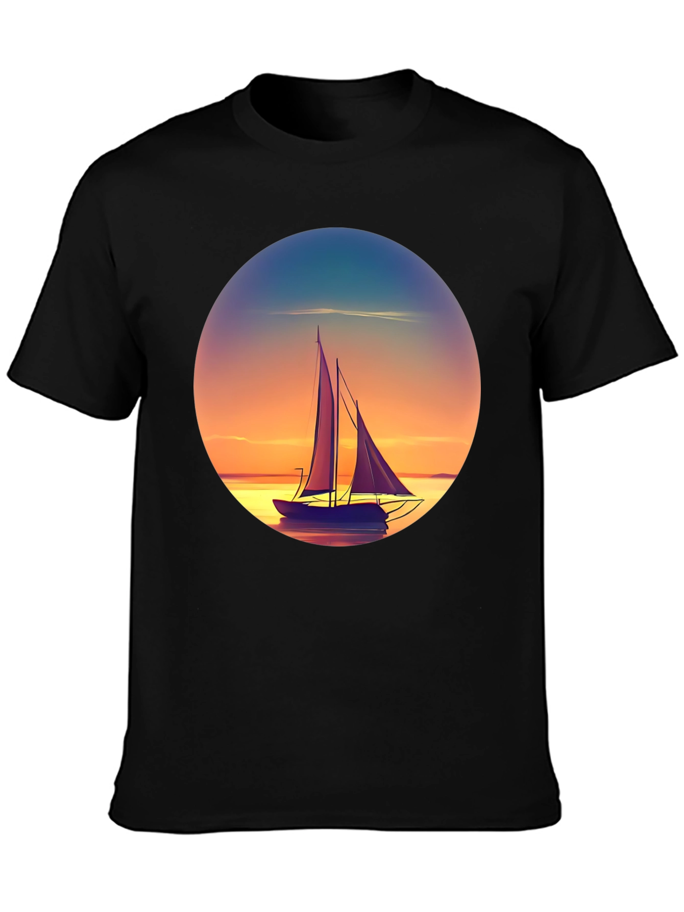 Black Sunset Sailboat Graphic Tee - Relaxed Fit view 3