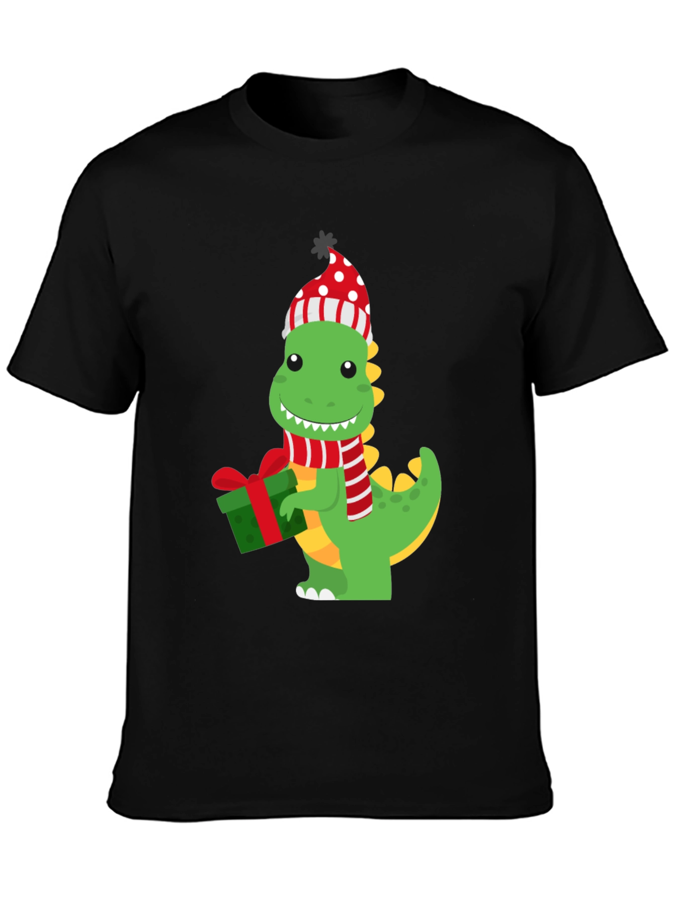 Black Festive Dino Graphic Tee view 3