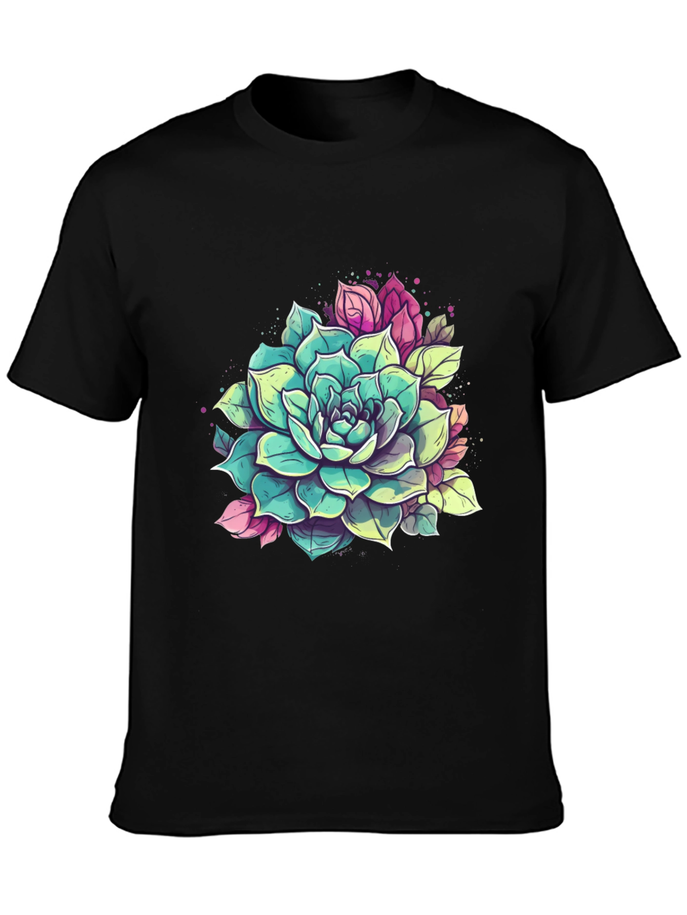 Black Succulent Graphic Tee - Black Cotton view 3