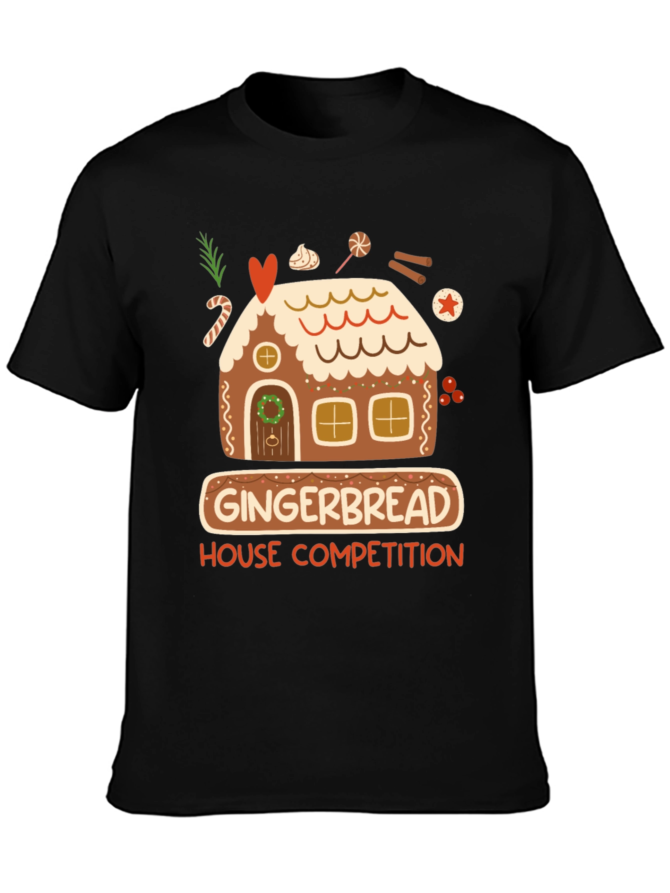 Black Gingerbread House Competition T-Shirt view 3
